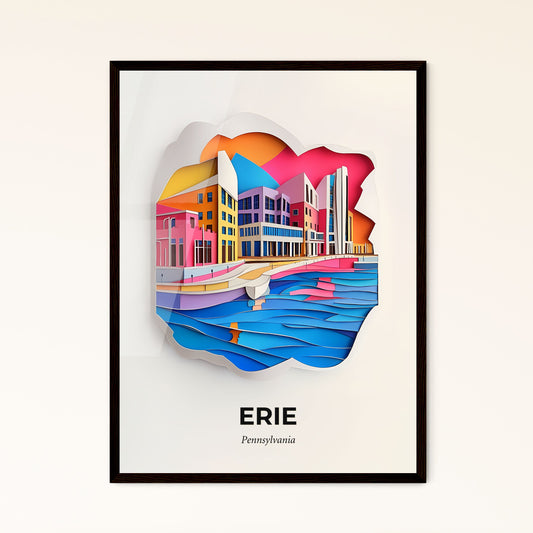 Vivid Erie, Pennsylvania - a paper cut of a city with a boat in the water