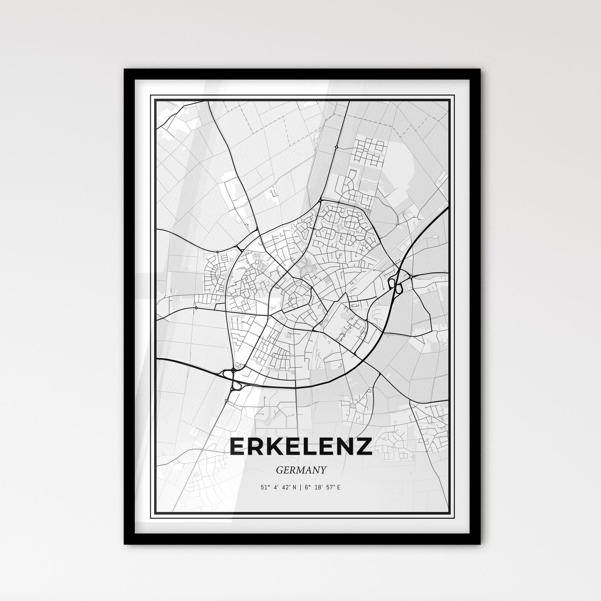 Erkelenz Germany - Scandinavian Style City Map for Modern Home Decor