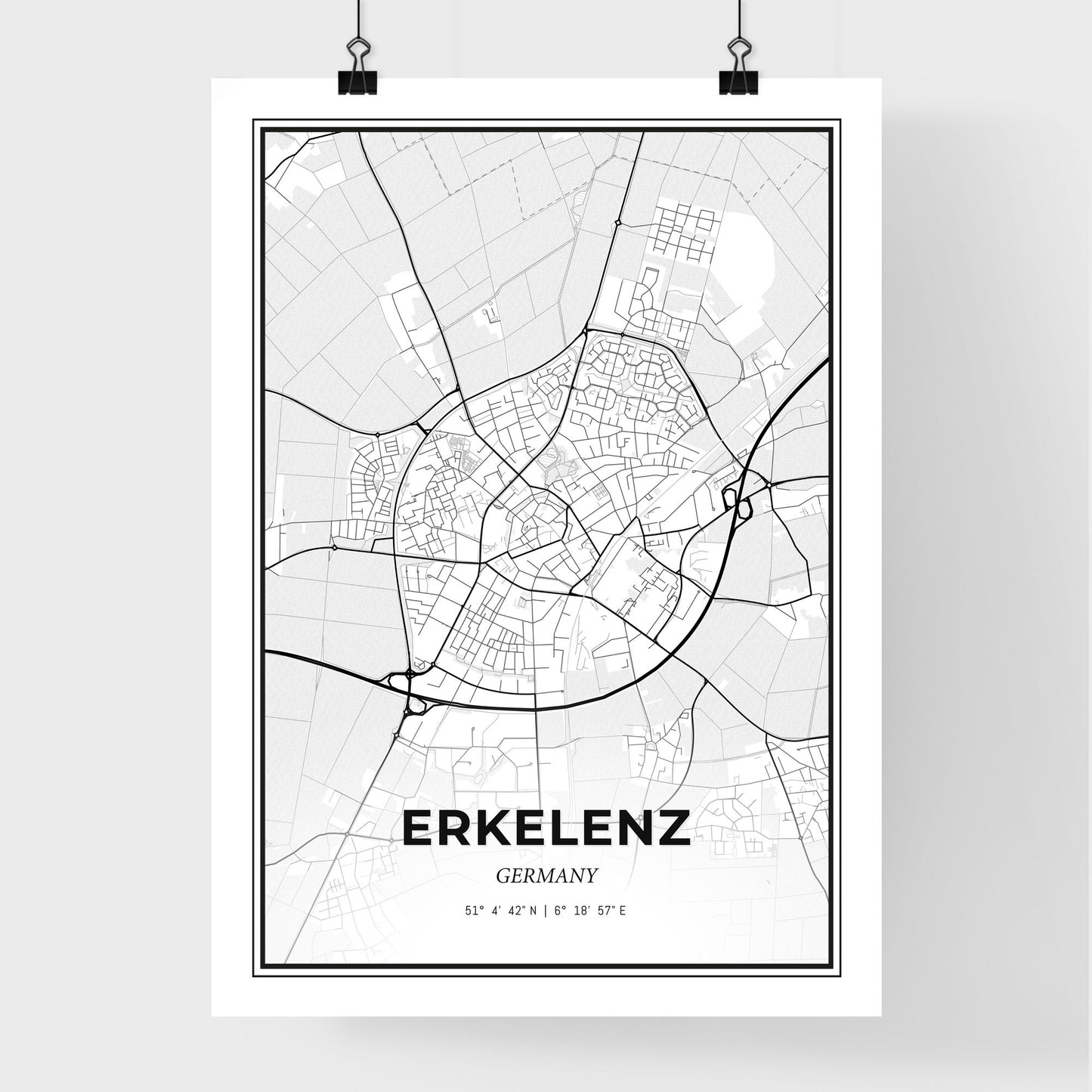 Erkelenz Germany - Premium City Map Poster