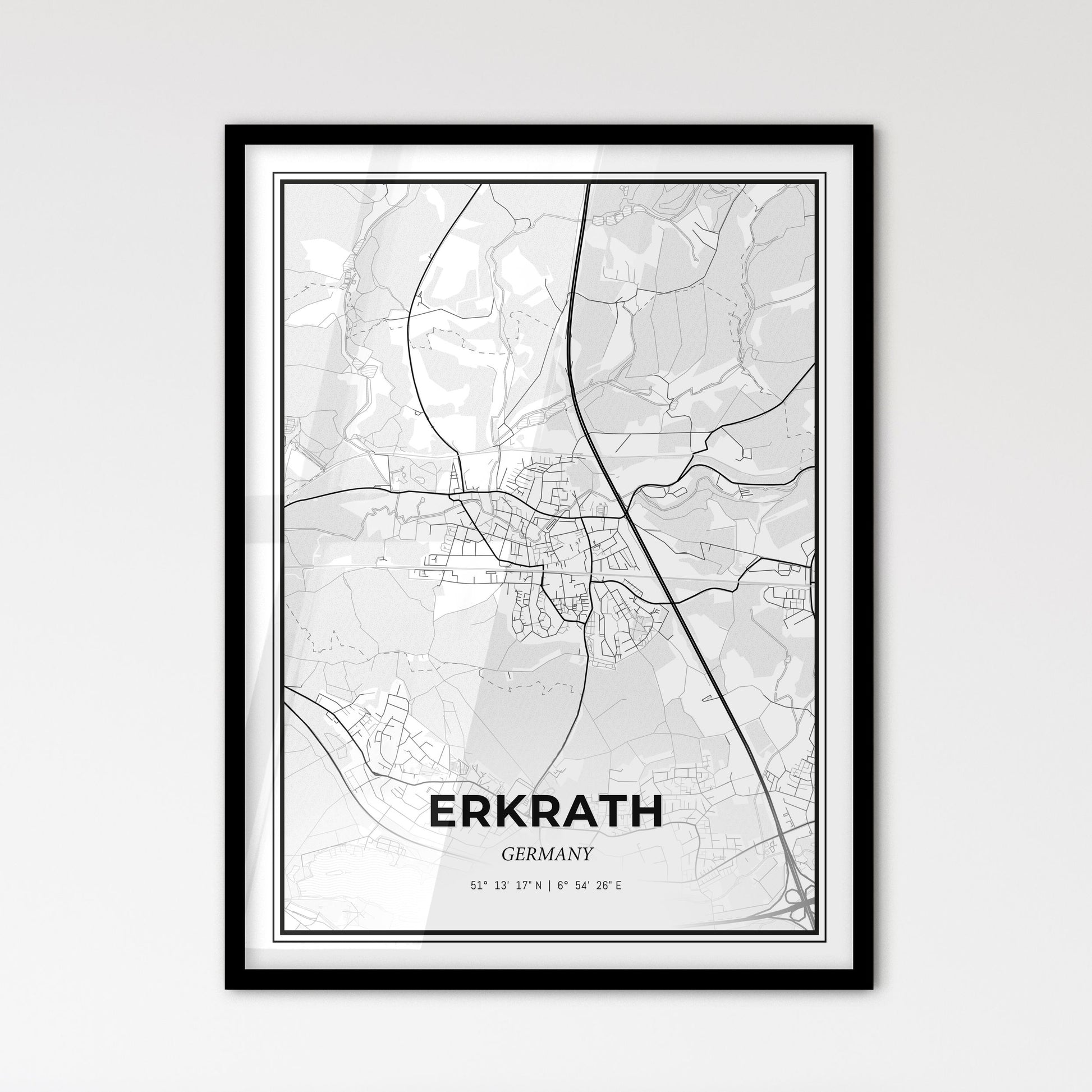 Erkrath Germany - Scandinavian Style City Map for Modern Home Decor