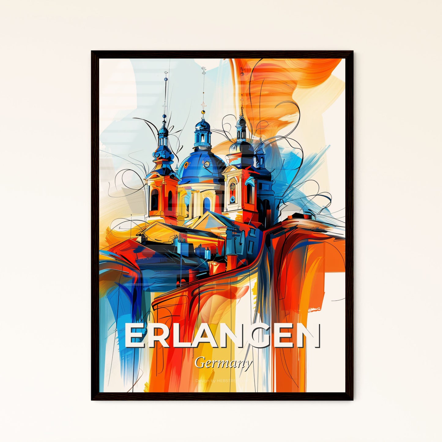 Vibrant Erlangen, Germany - A Colorful Painting Of A Building