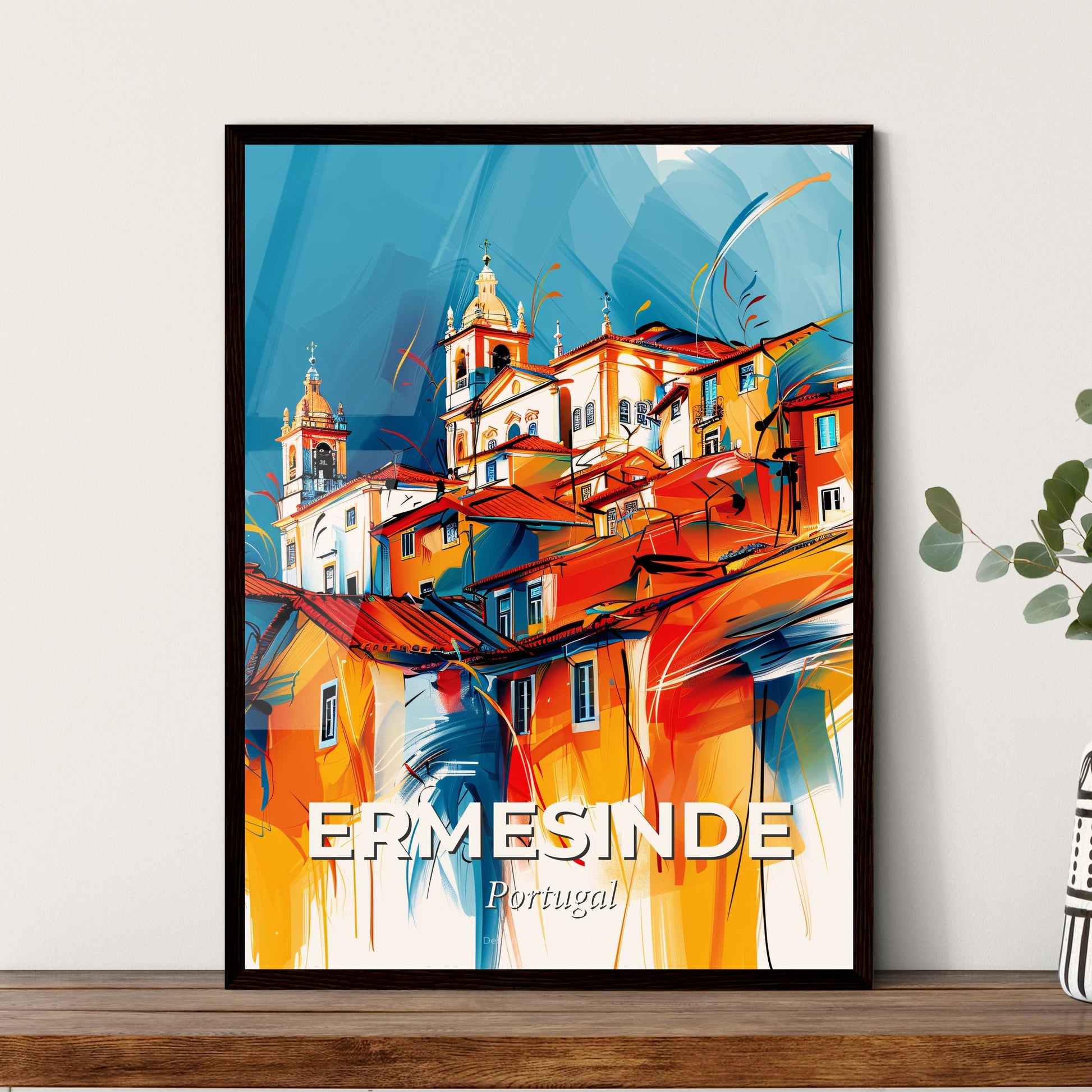 Vibrant Ermesinde, Portugal - A Colorful Building With Towers And Steeples