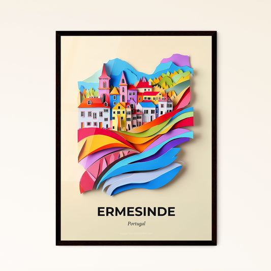 Vivid Ermesinde, Portugal - a colorful city with a mountain in the background