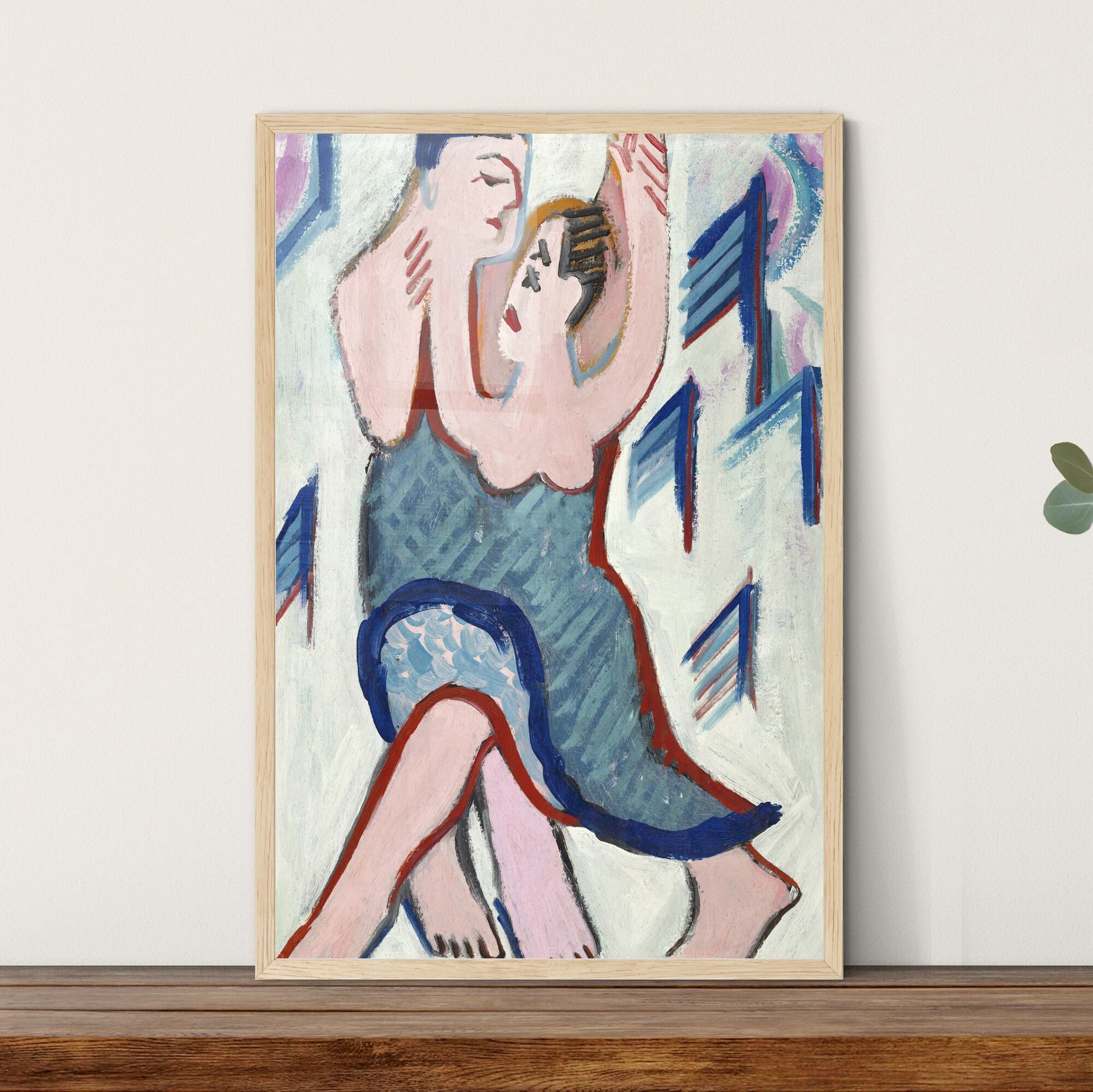 Ernst Ludwig Kirchner – Dancing Couple in the Snow, reverse Framed Art Print