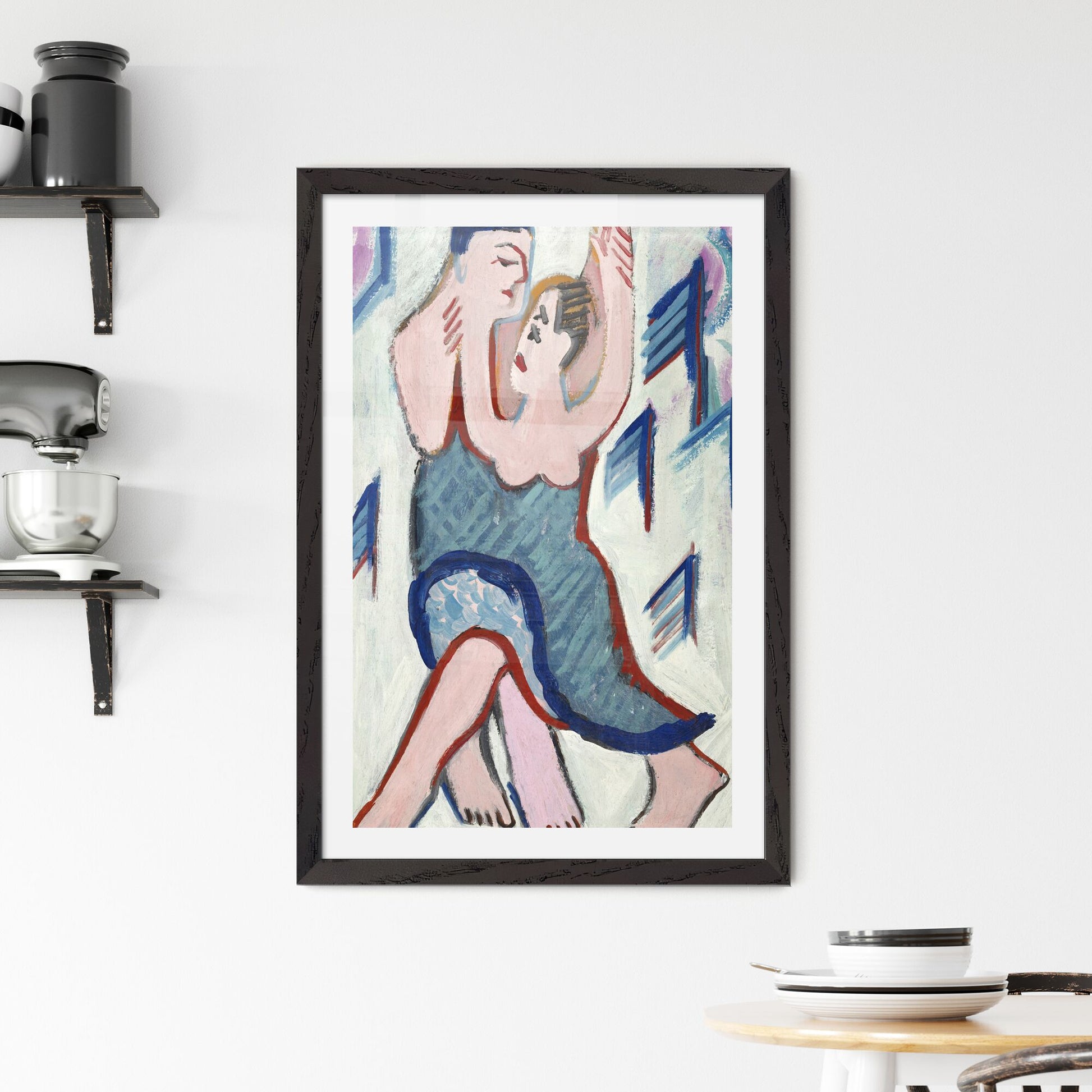 Framed Print of Ernst Ludwig Kirchner – Dancing Couple in the Snow, reverse