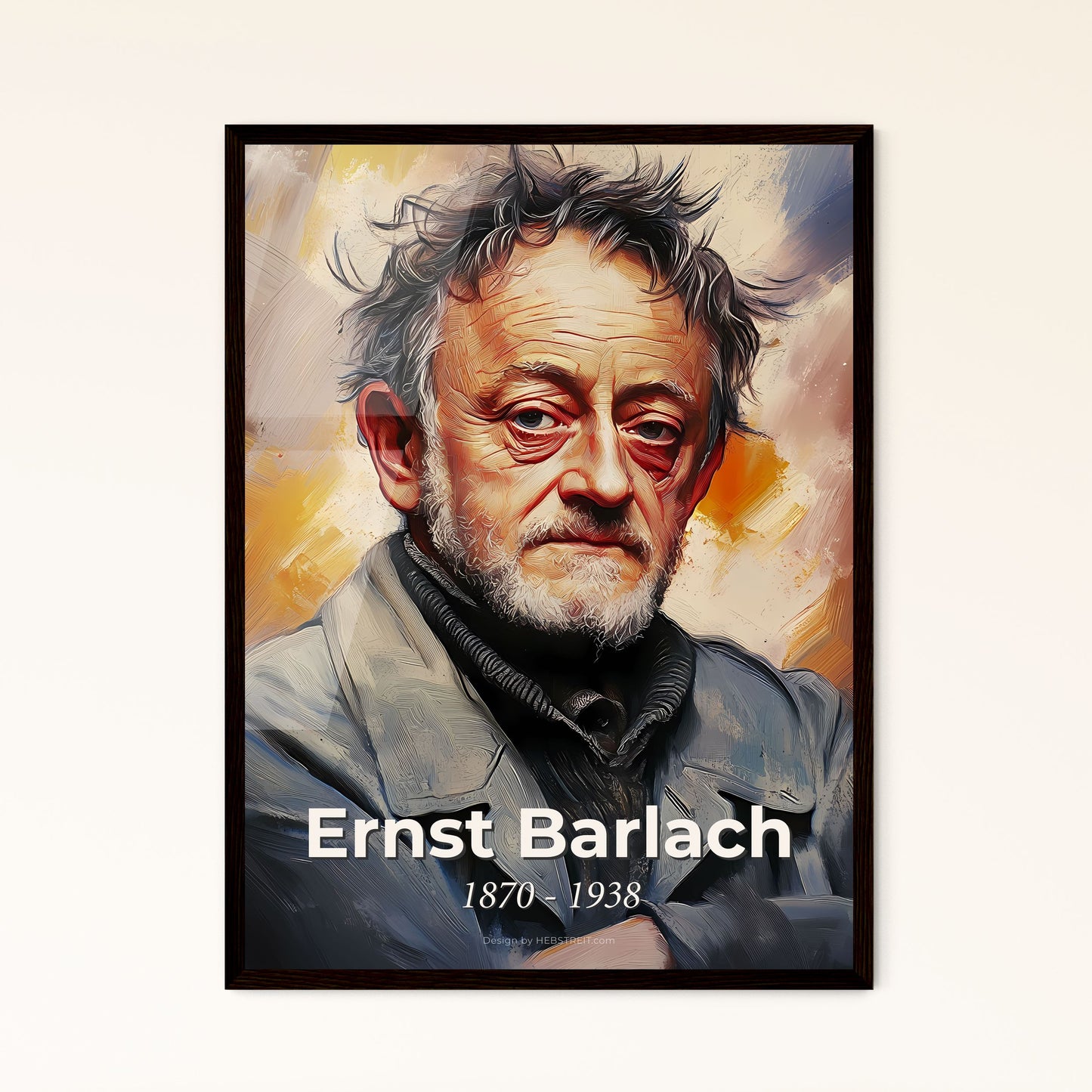 Portrait of Ernst Barlach, 1870 - 1938. Impressionistic painting of a man with a beard and mustache.