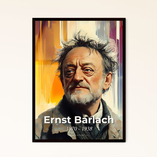 Portrait of Ernst Barlach, 1870 - 1938. Impressionistic painting of a man with nice hair and beard.