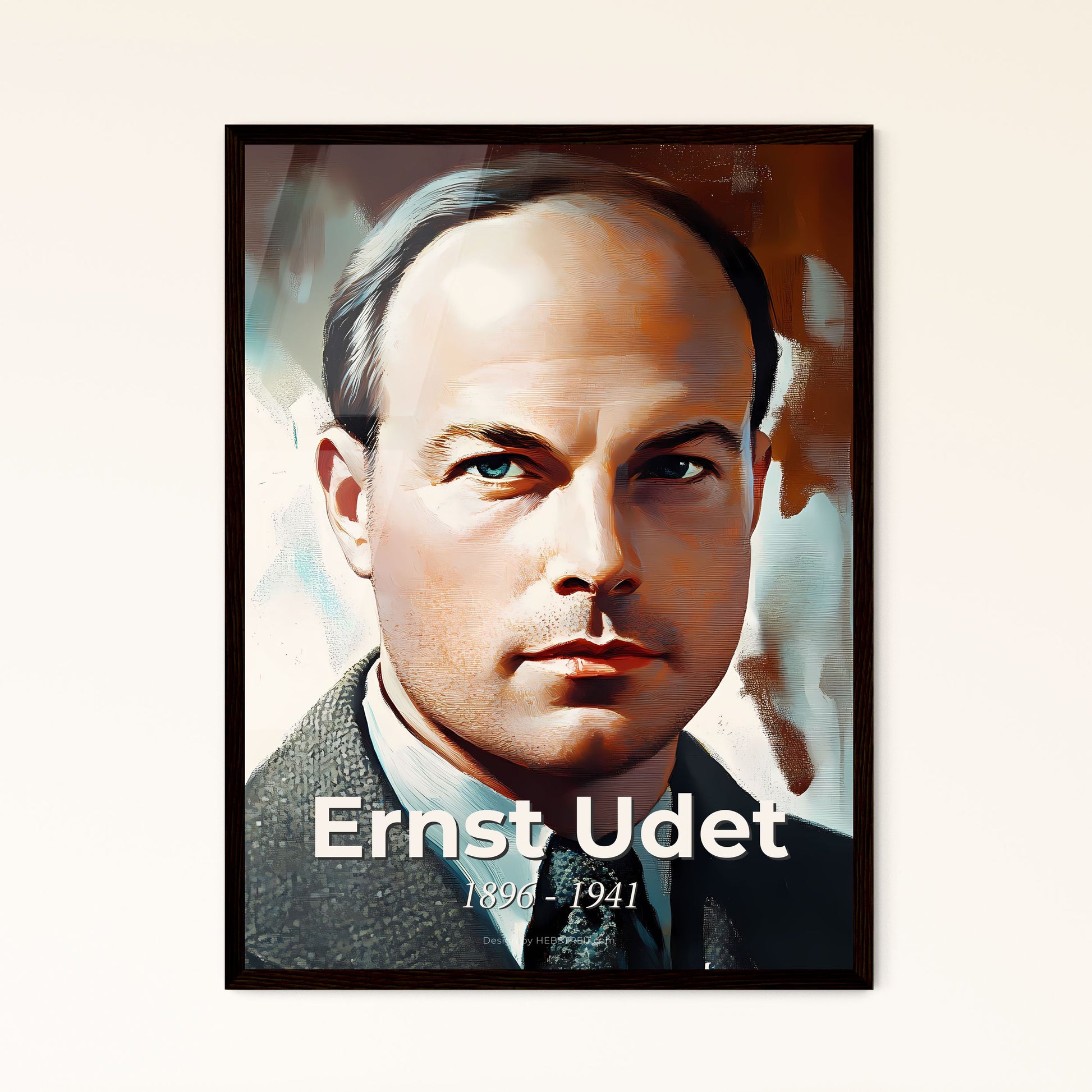 Portrait of Ernst Udet, 1896 - 1941. Impressionistic painting of a man in a suit.