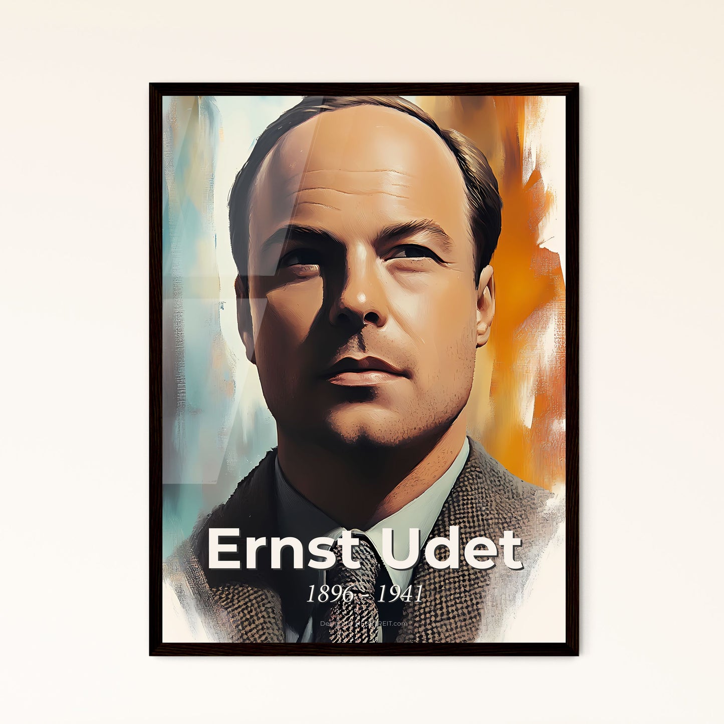 Portrait of Ernst Udet, 1896 - 1941. Impressionistic painting of a man in a suit.