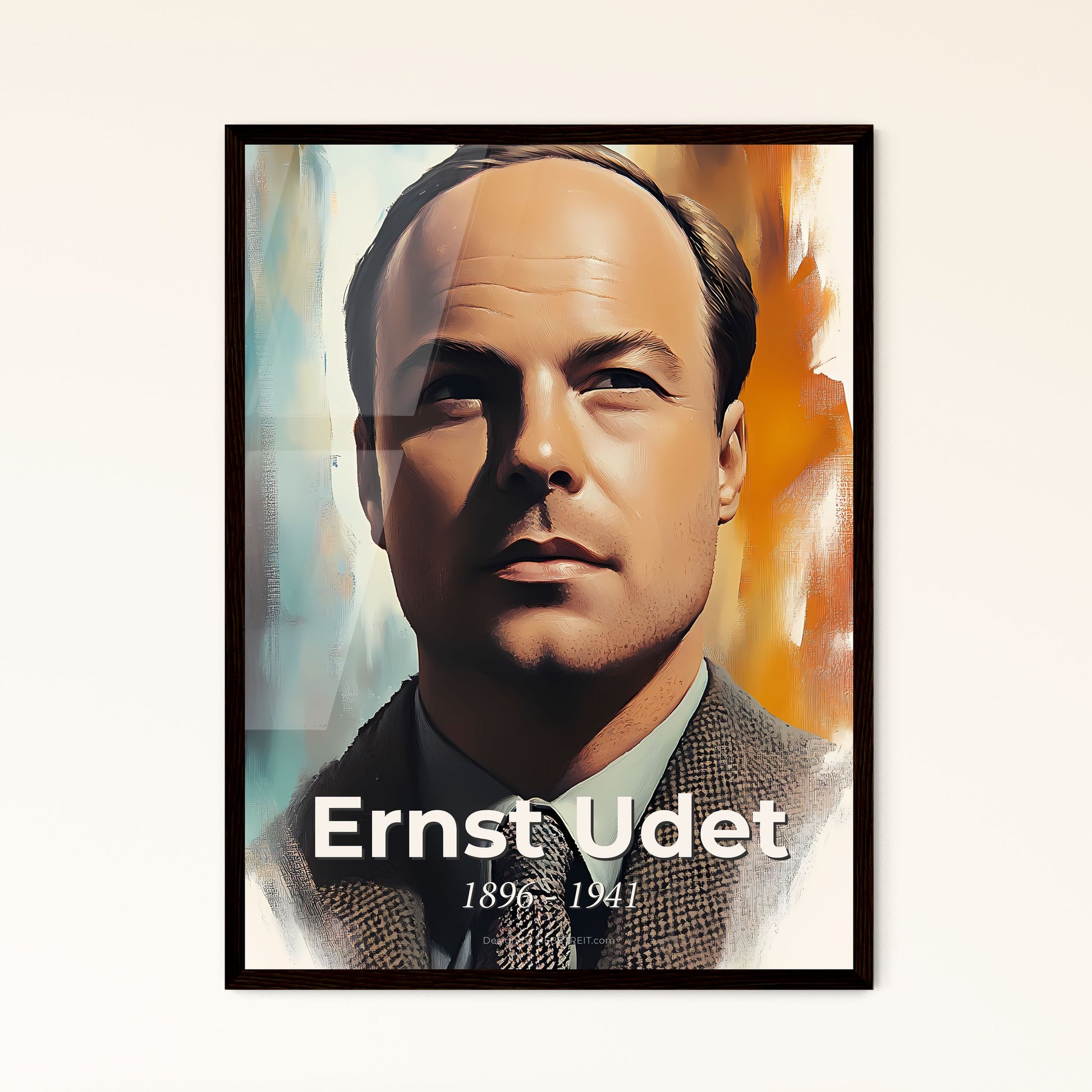 Portrait of Ernst Udet, 1896 - 1941. Impressionistic painting of a man in a suit.