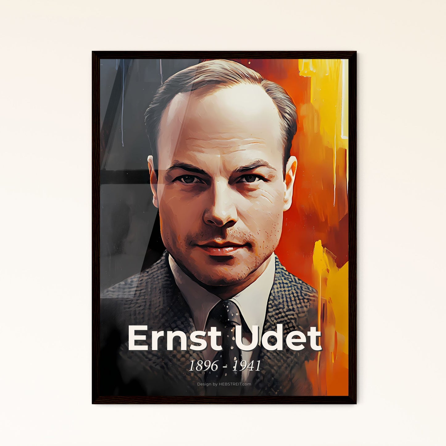 Portrait of Ernst Udet, 1896 - 1941. Impressionistic painting of a man in a suit and tie.