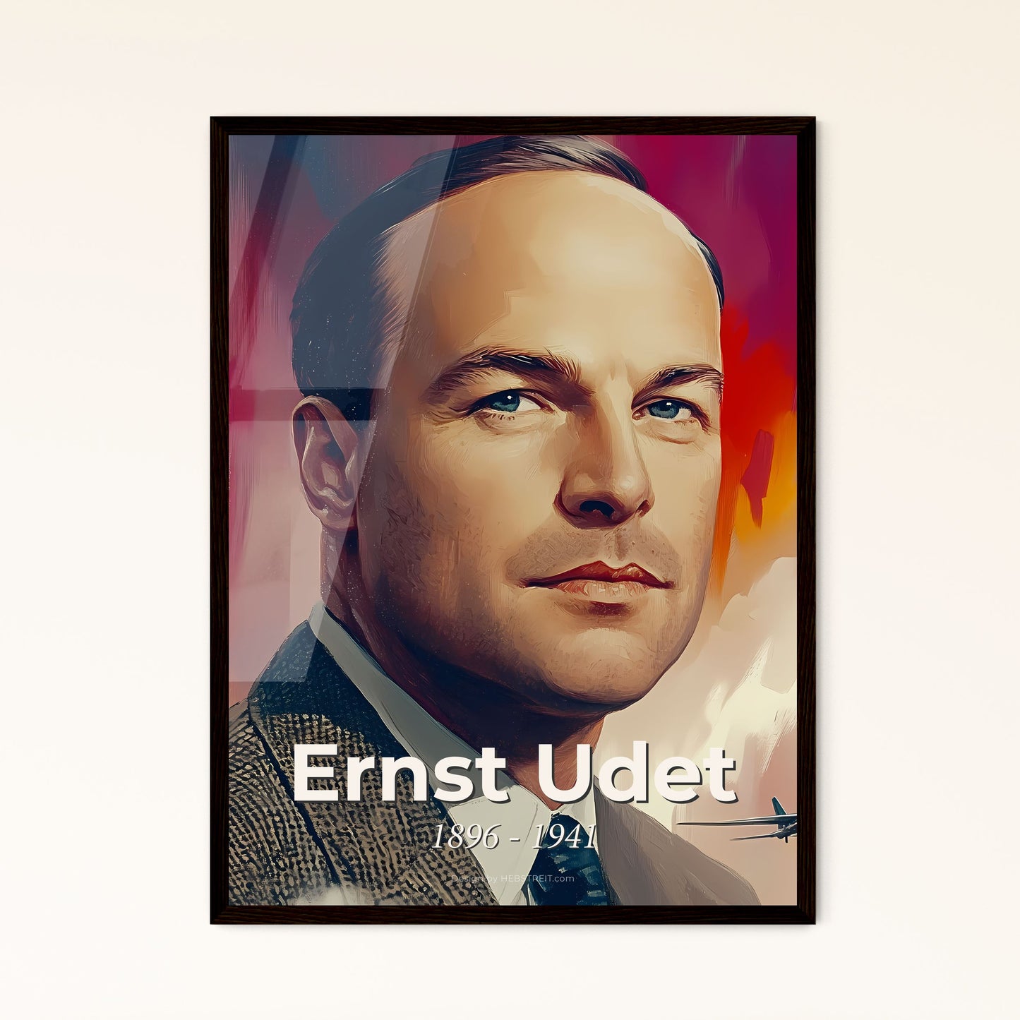 Portrait of Ernst Udet, 1896 - 1941. Impressionistic painting of a man in a suit and tie.