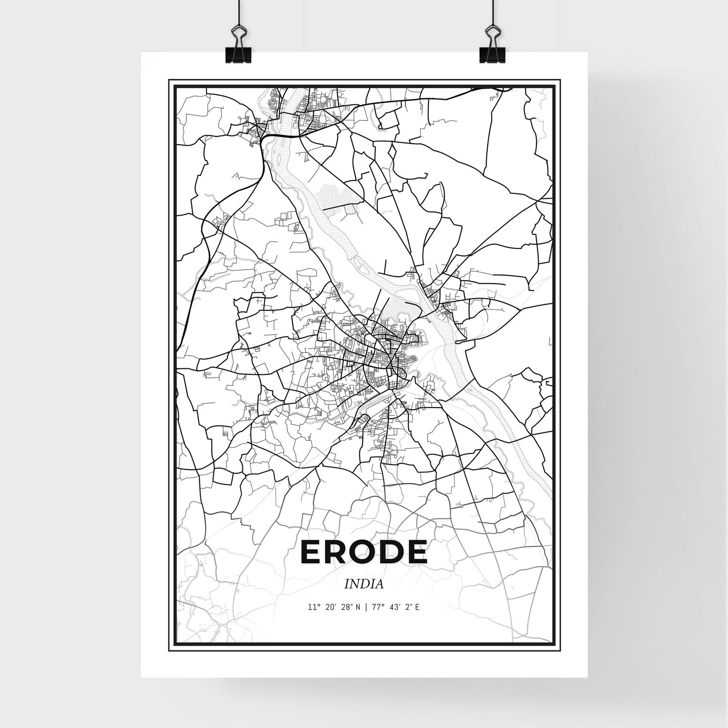 Erode India - Premium City Map Poster