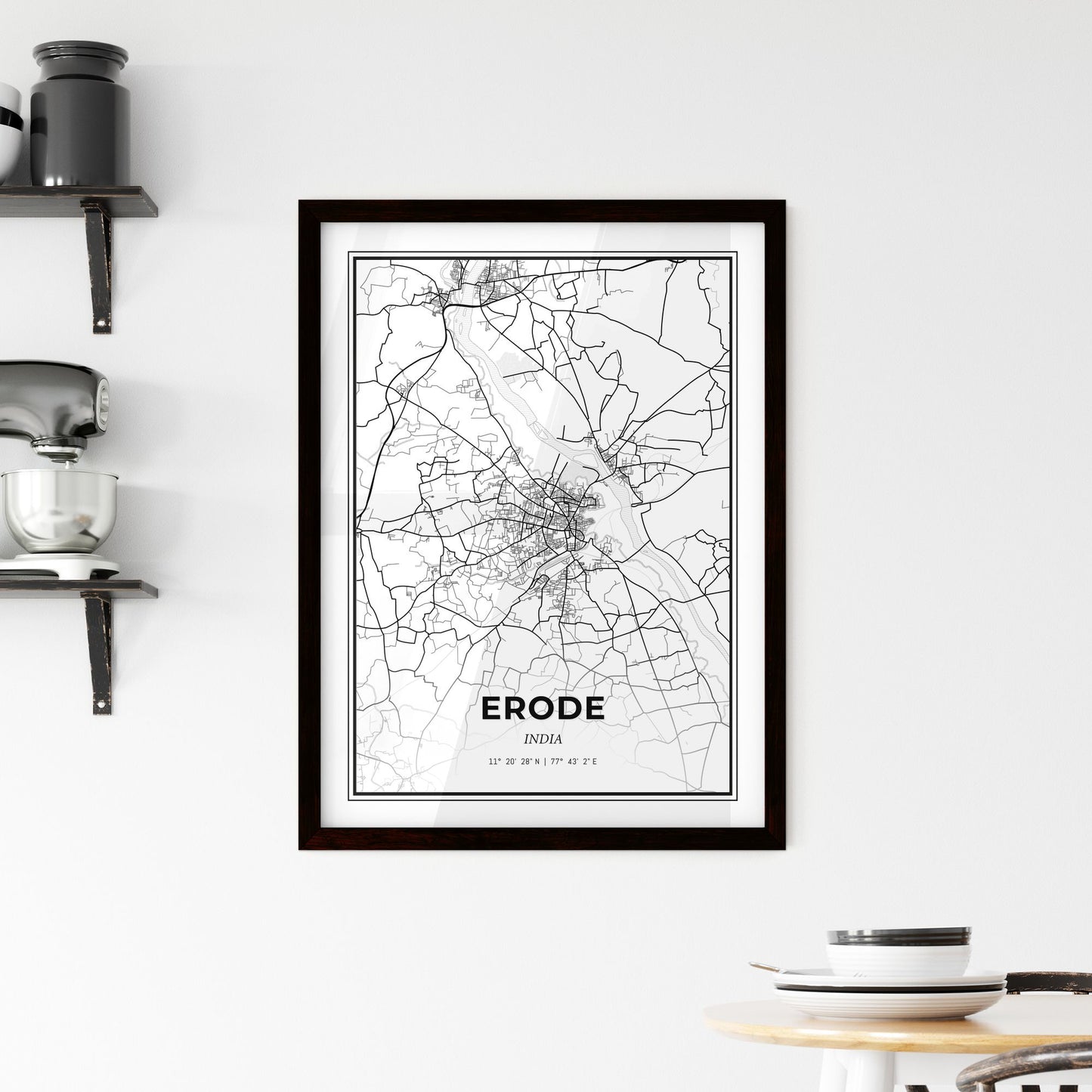 Erode India - Minimal City Map