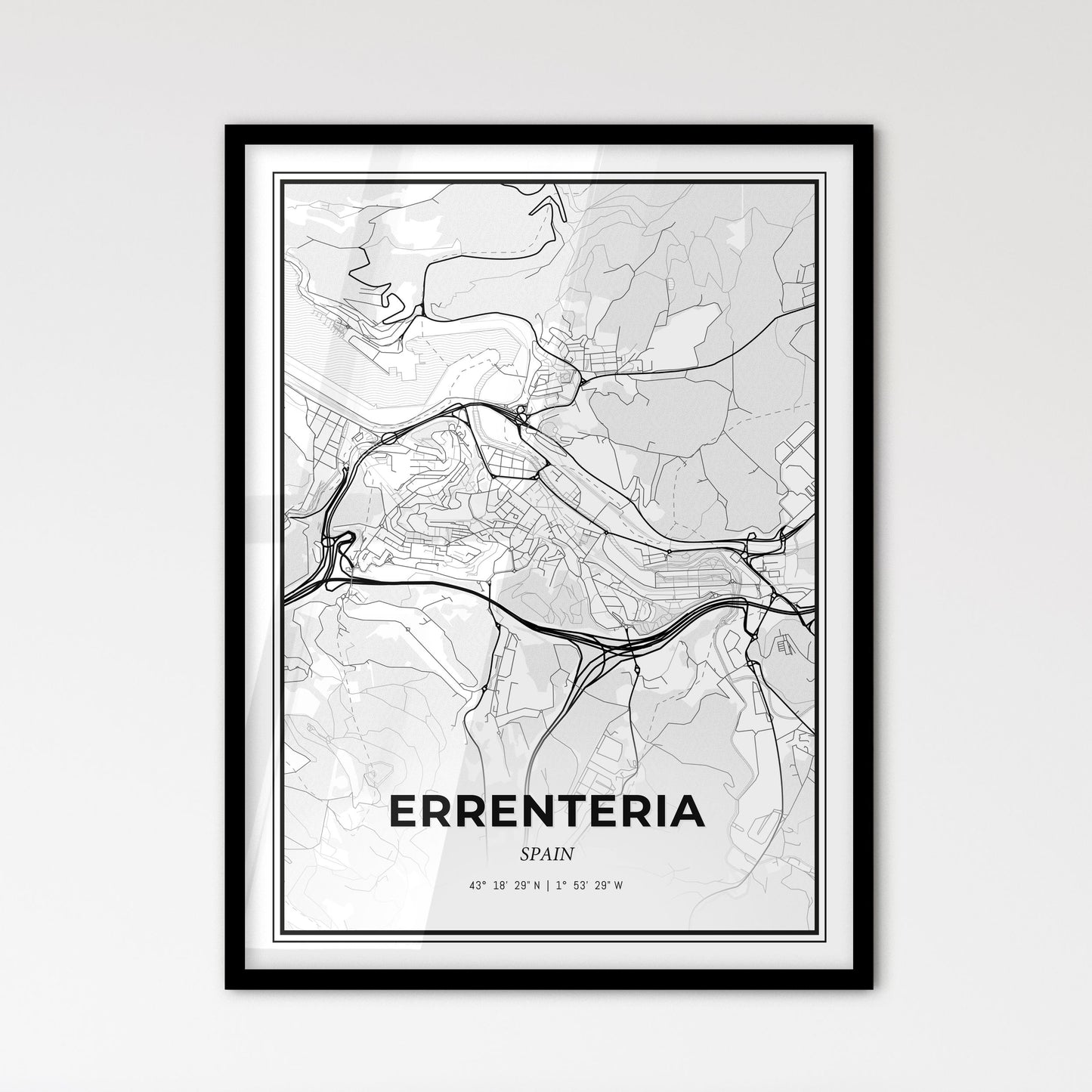 Errenteria Spain - Scandinavian Style City Map for Modern Home Decor