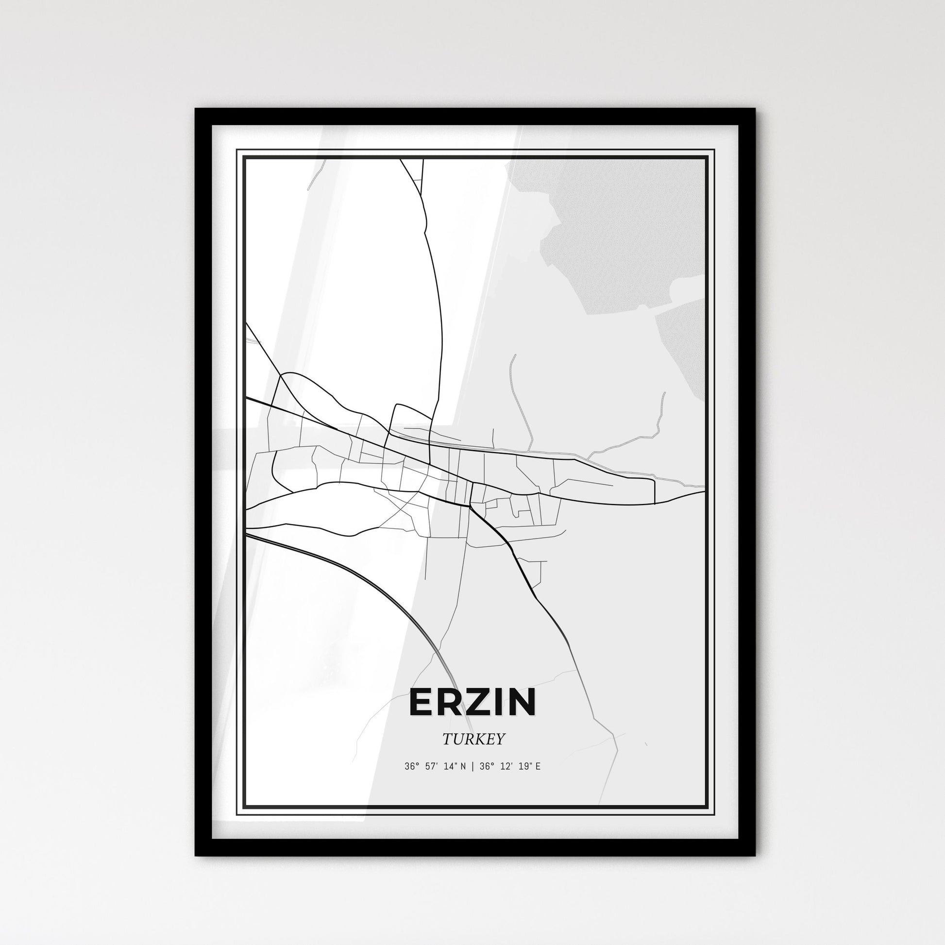 Erzin Turkey - Scandinavian Style City Map for Modern Home Decor