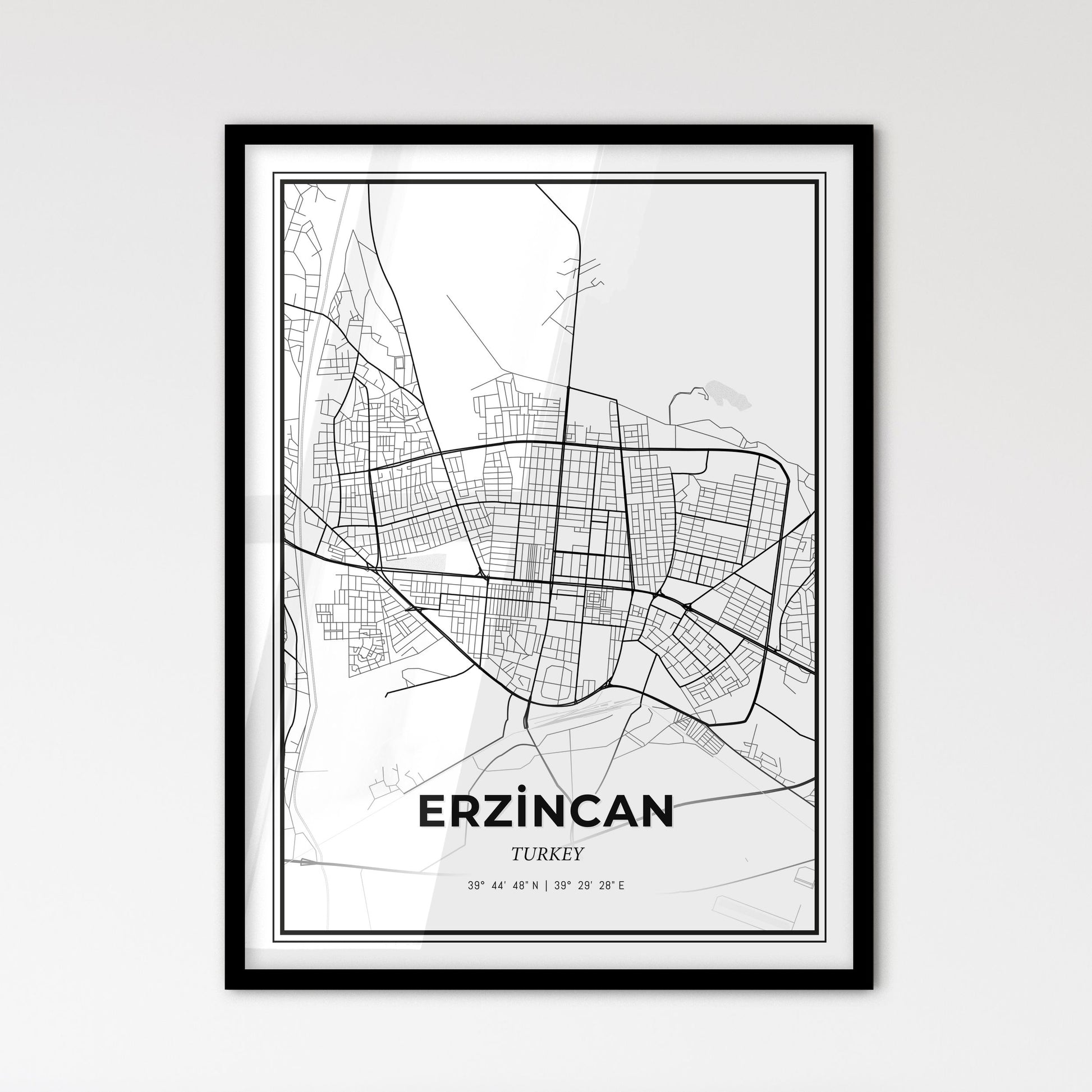 Erzincan Turkey - Scandinavian Style City Map for Modern Home Decor