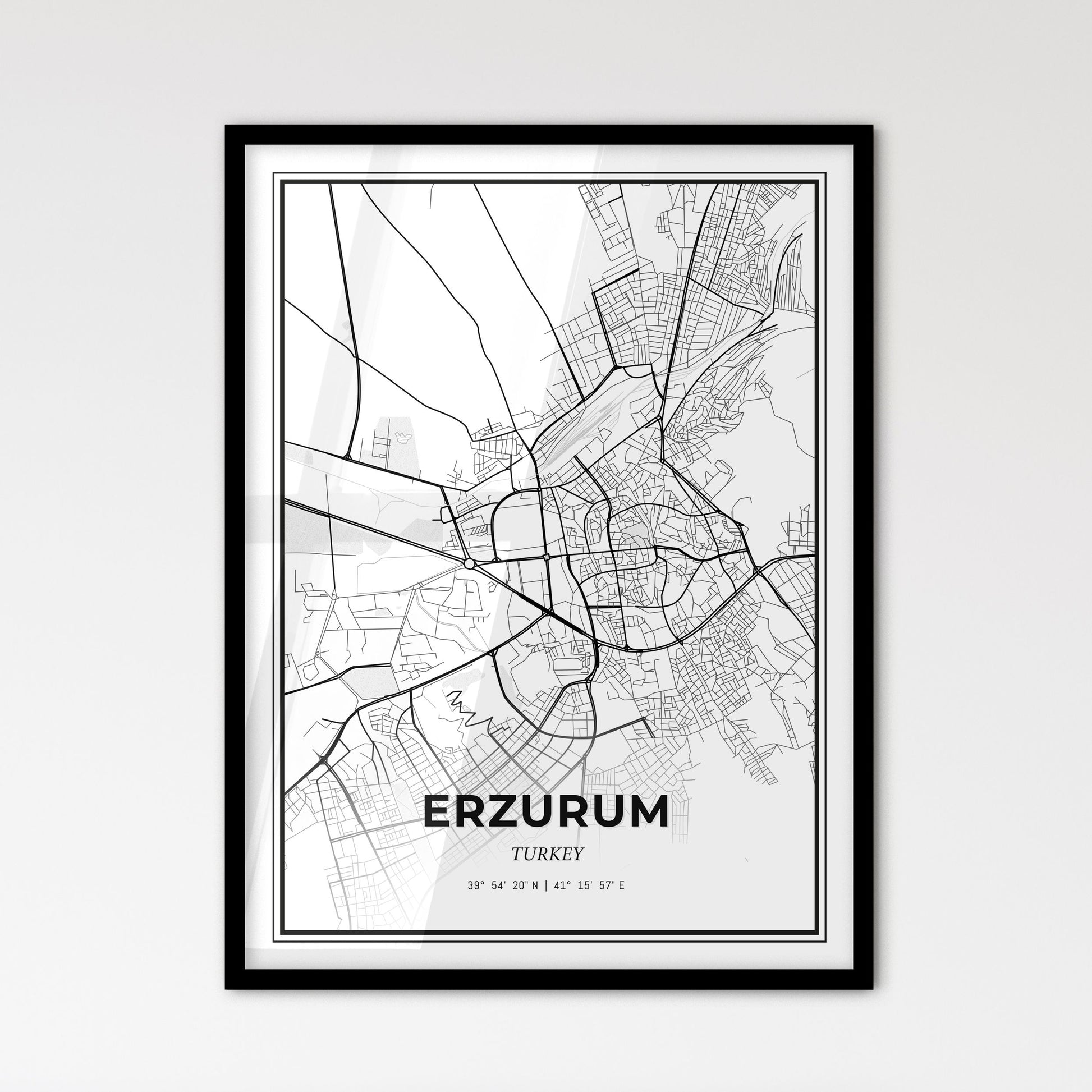 Erzurum Turkey - Scandinavian Style City Map for Modern Home Decor