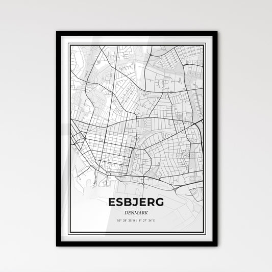 Esbjerg Denmark - Scandinavian Style City Map for Modern Home Decor