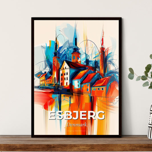 Vibrant Esbjerg, Denmark - A Painting Of A Town