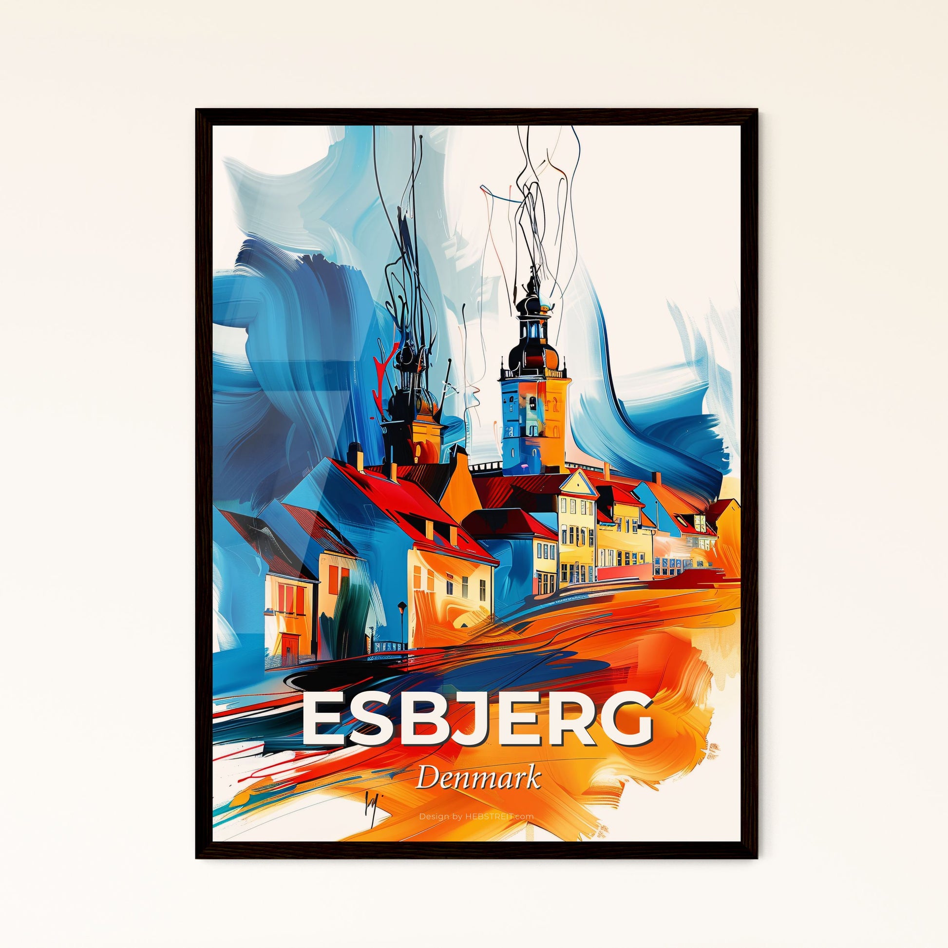 Vibrant Esbjerg, Denmark - A Painting Of A Building