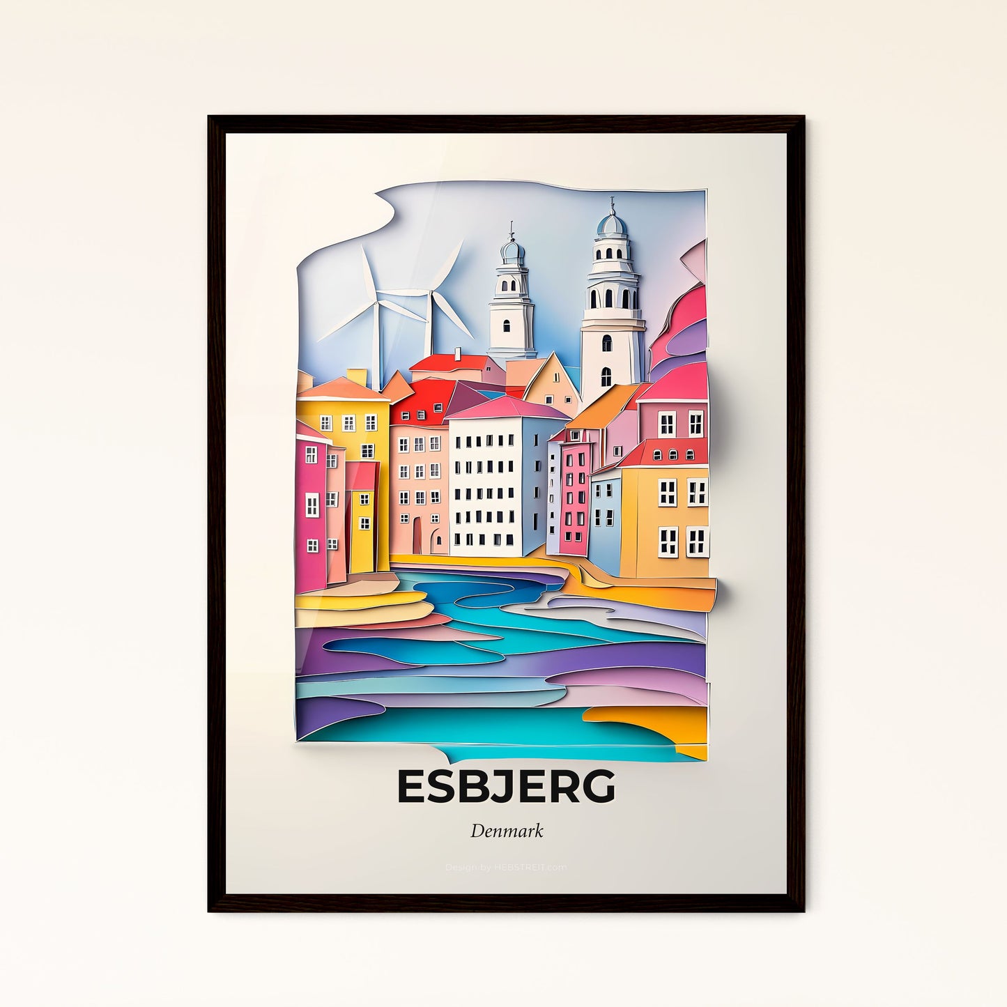 Vivid Esbjerg, Denmark - a paper cut of a city with wind turbines