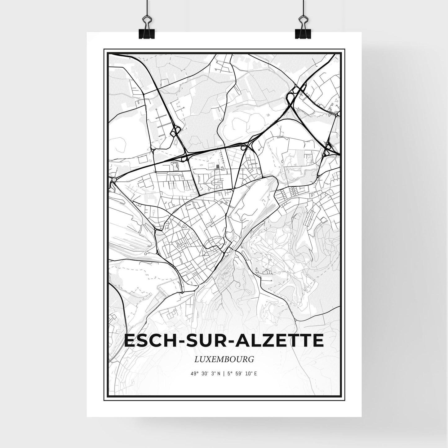 Esch-sur-Alzette Luxembourg - Premium City Map Poster