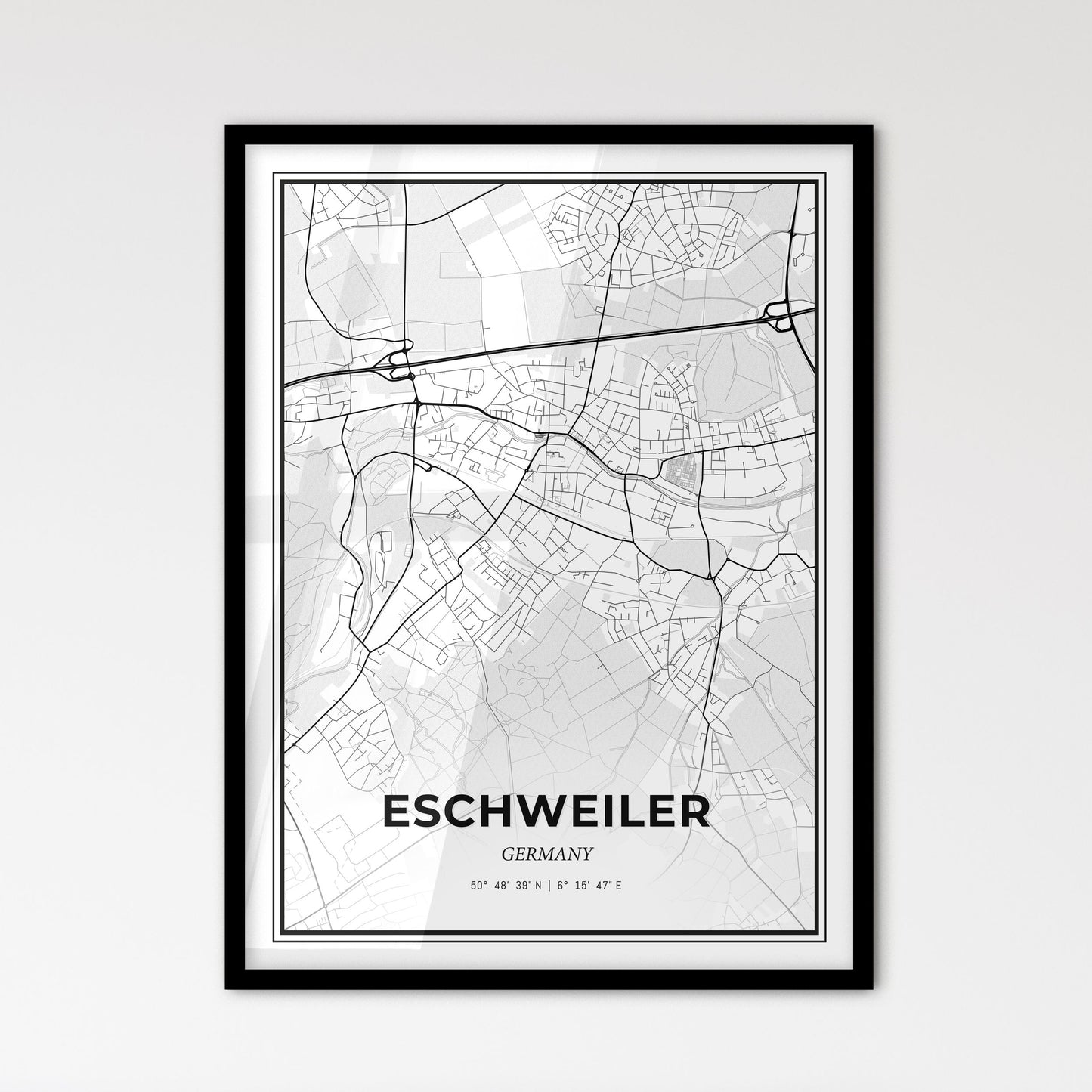 Eschweiler Germany - Scandinavian Style City Map for Modern Home Decor