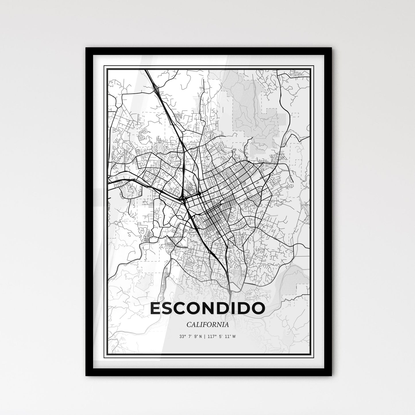 Escondido California - Scandinavian Style City Map for Modern Home Decor