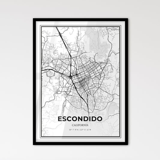 Escondido California - Scandinavian Style City Map for Modern Home Decor