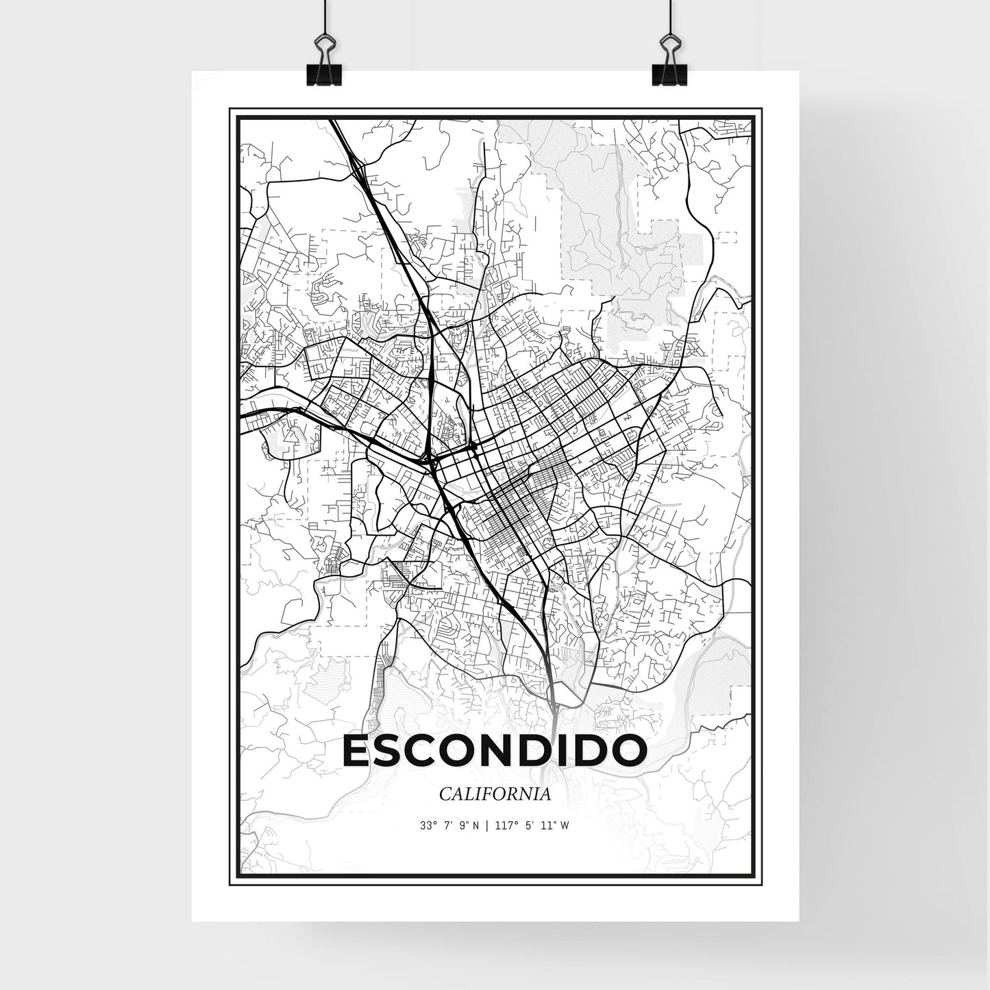 Escondido California - Premium City Map Poster