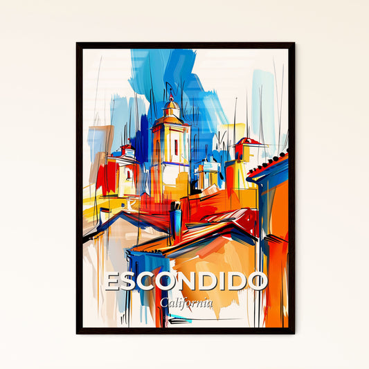 Vibrant Escondido, California - A Painting Of Buildings And Towers