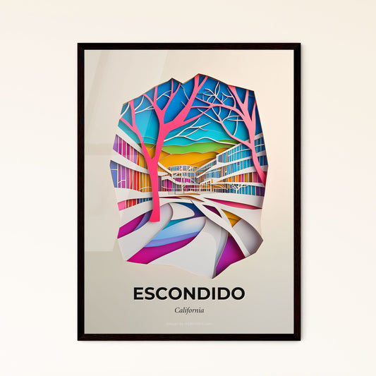 Vivid Escondido, California - a paper cut of a colorful city with trees