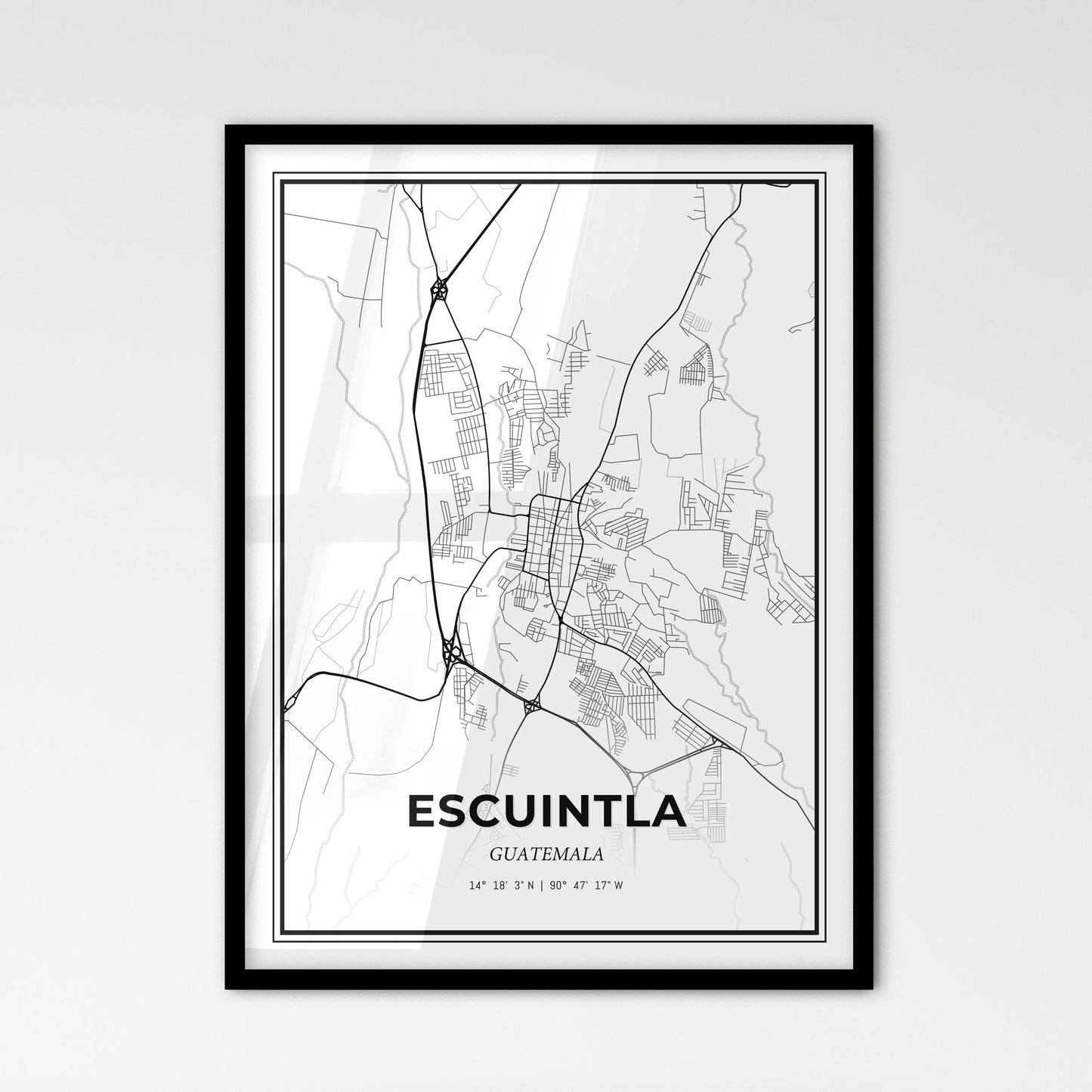 Escuintla Guatemala - Scandinavian Style City Map for Modern Home Decor