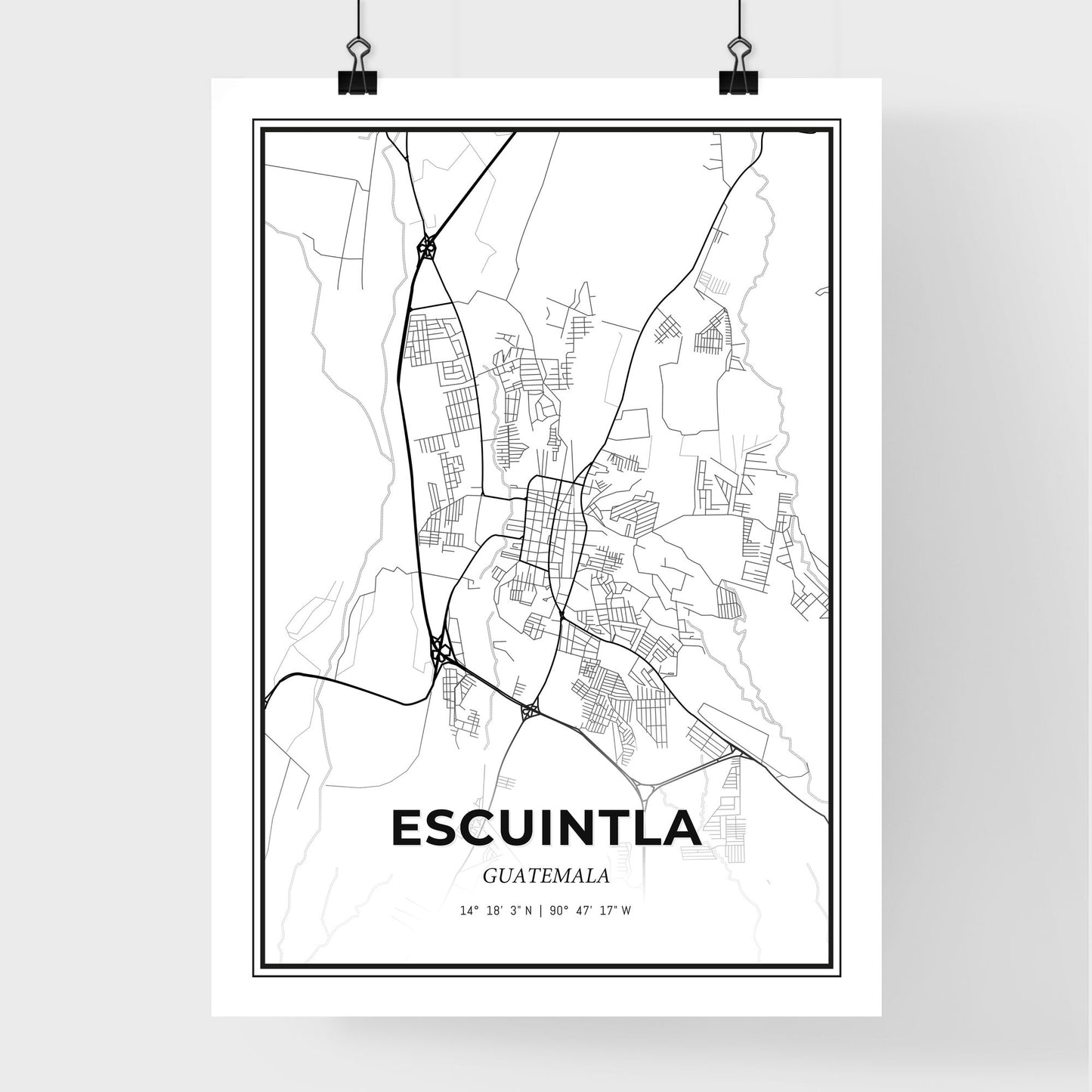 Escuintla Guatemala - Premium City Map Poster