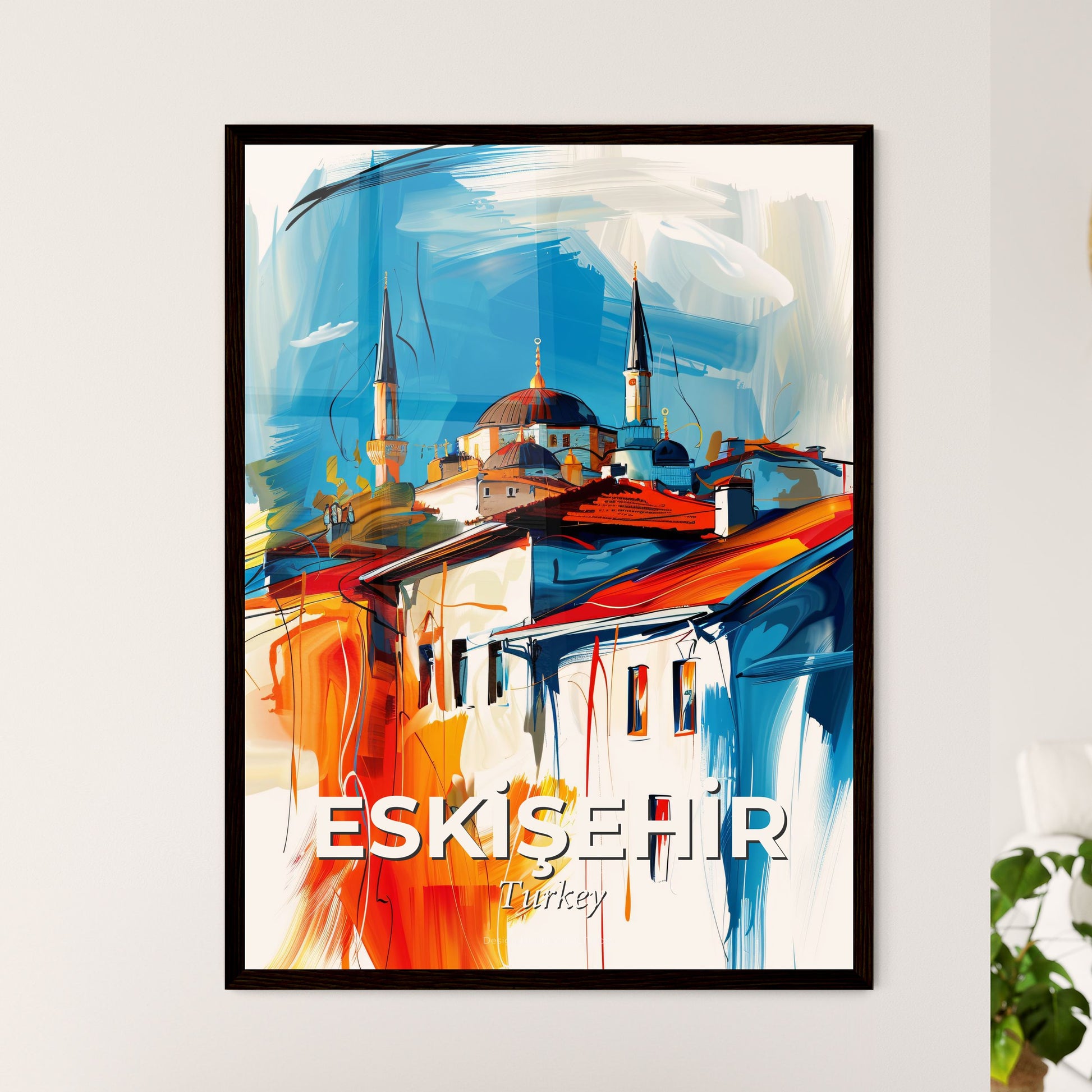 Vibrant Eski̇şehi̇r, Turkey - A Painting Of A Building With A Dome And Towers