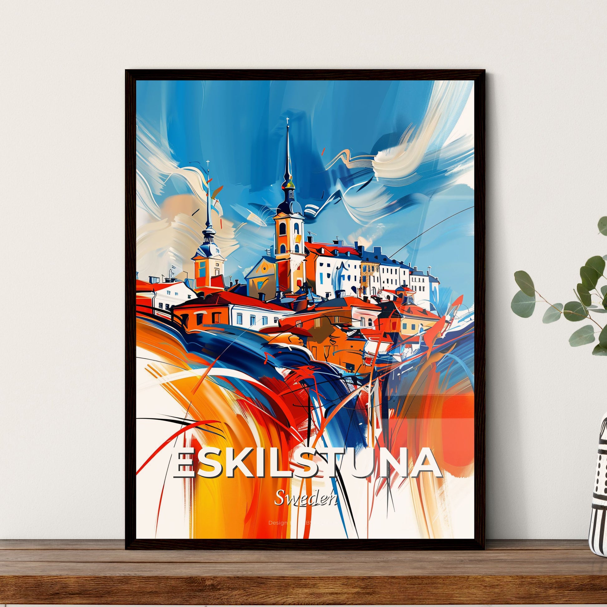 Vibrant Eskilstuna, Sweden - A Painting Of A Town