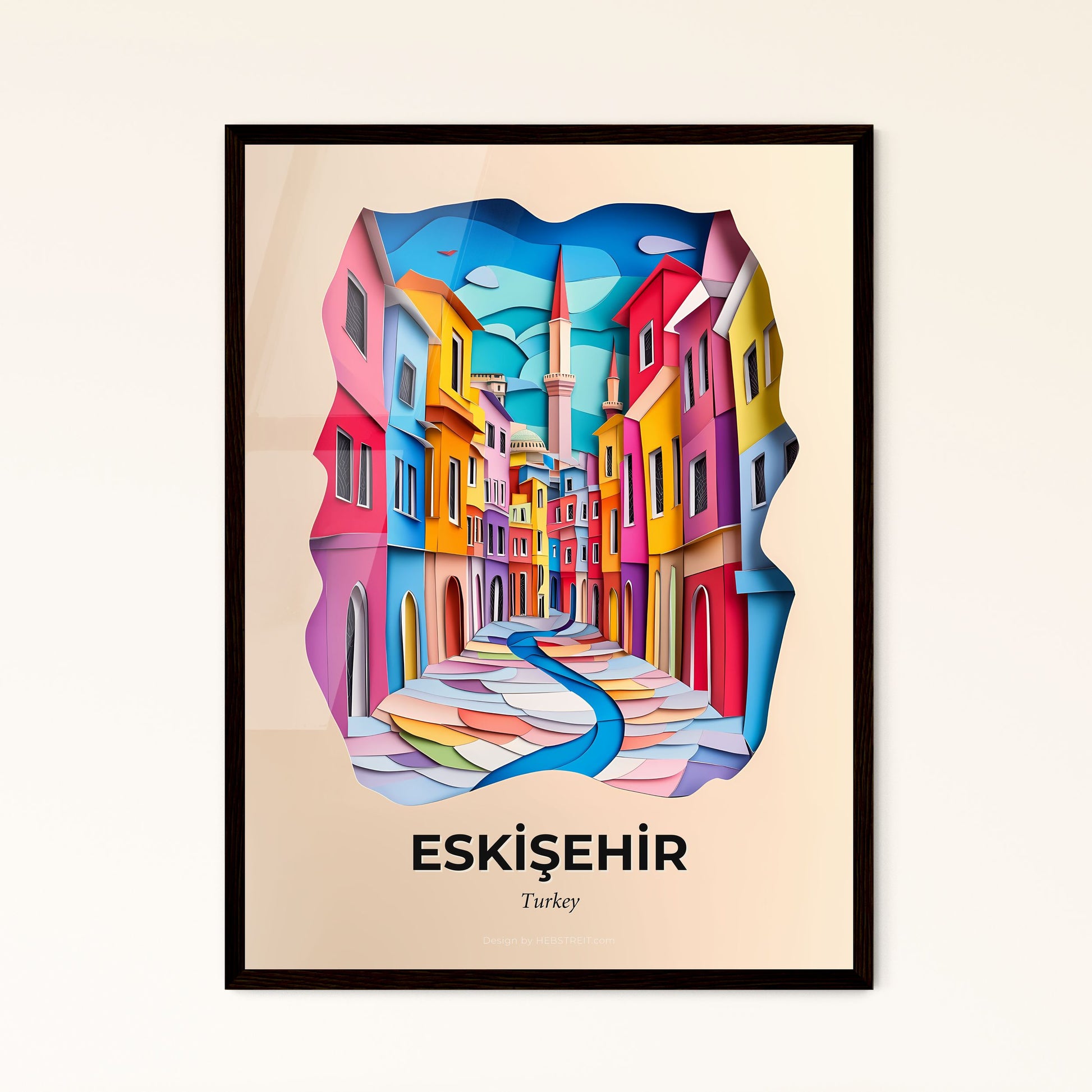 Vivid Eskişehir, Turkey - a colorful city street with a clock tower