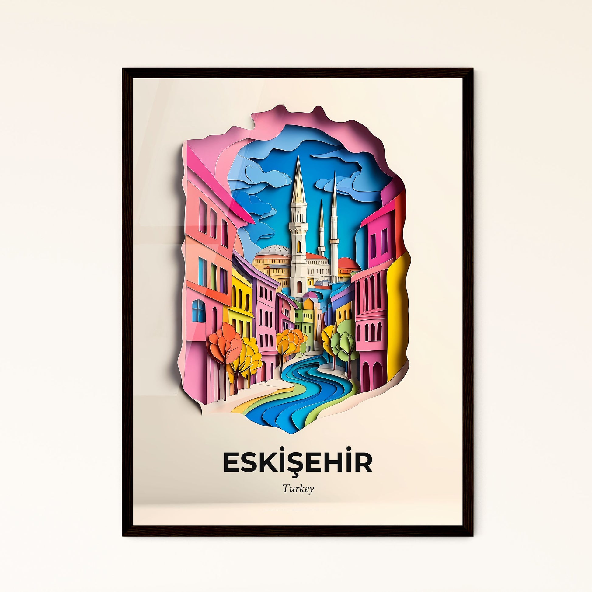 Vivid Eskişehir, Turkey - a paper cut of a city with a river