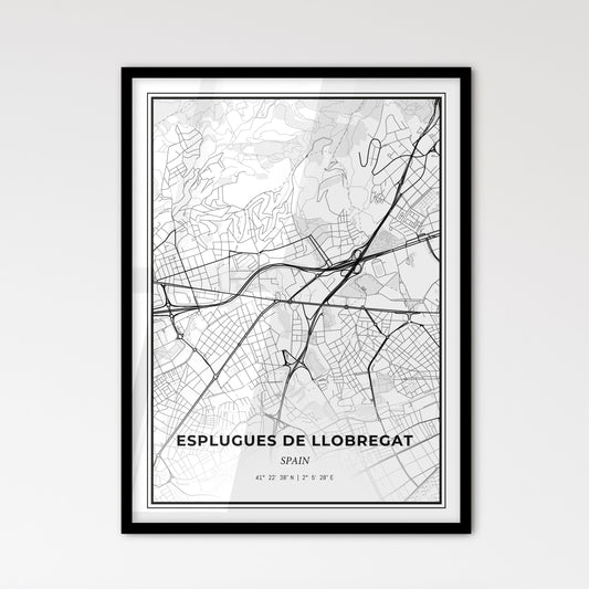 Esplugues de Llobregat Spain - Scandinavian Style City Map for Modern Home Decor