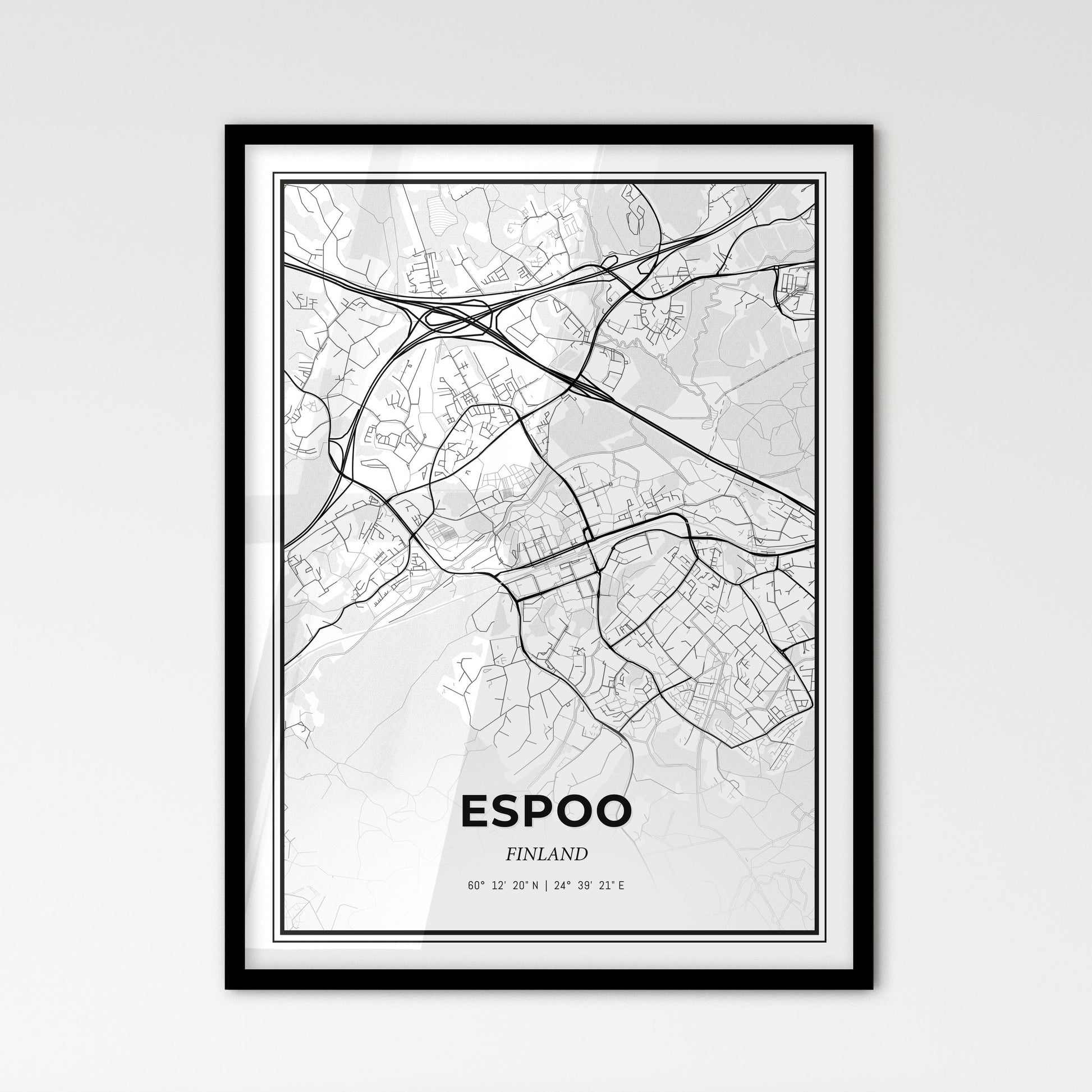 Espoo Finland - Scandinavian Style City Map for Modern Home Decor