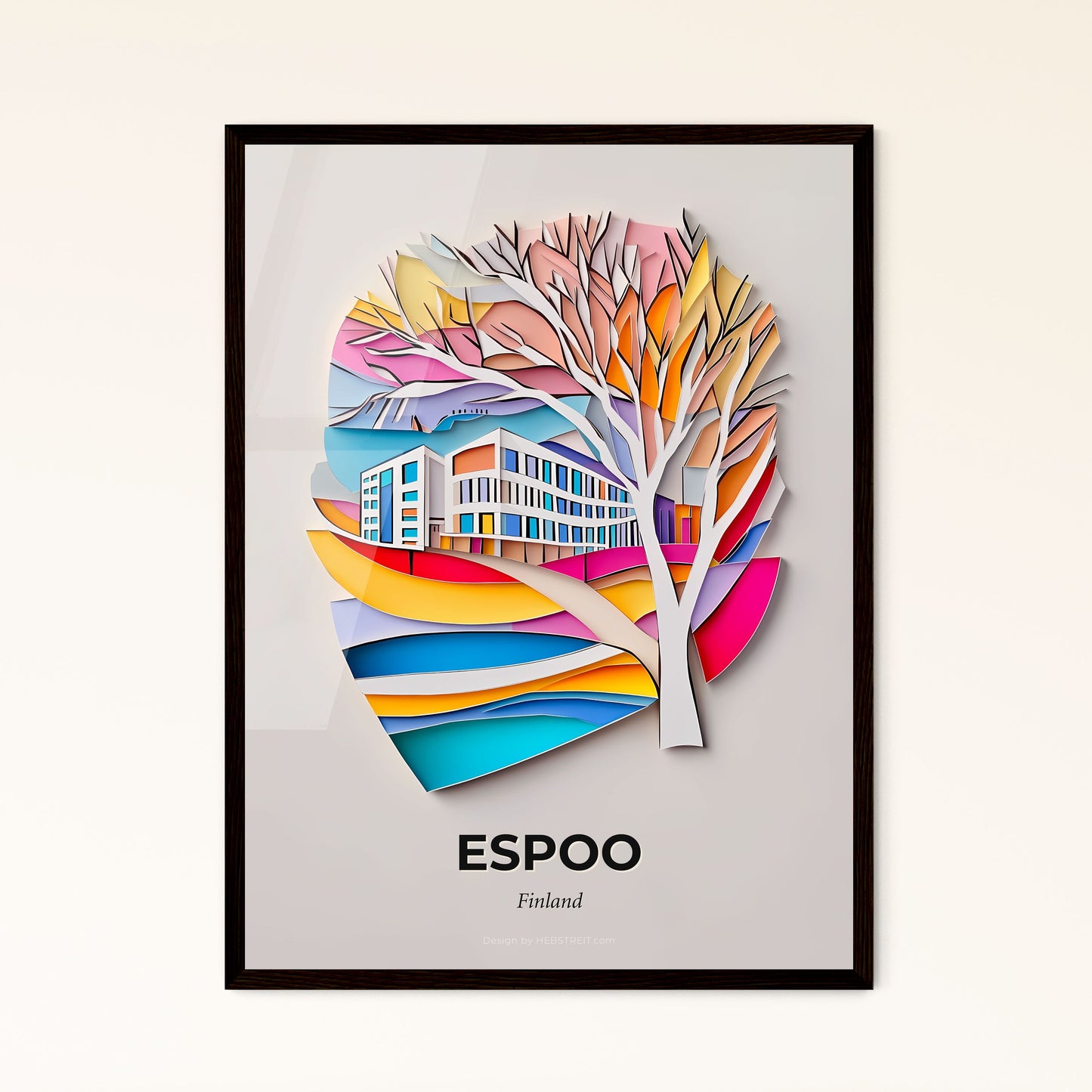 Vivid Espoo, Finland - a paper cut of a building and a tree