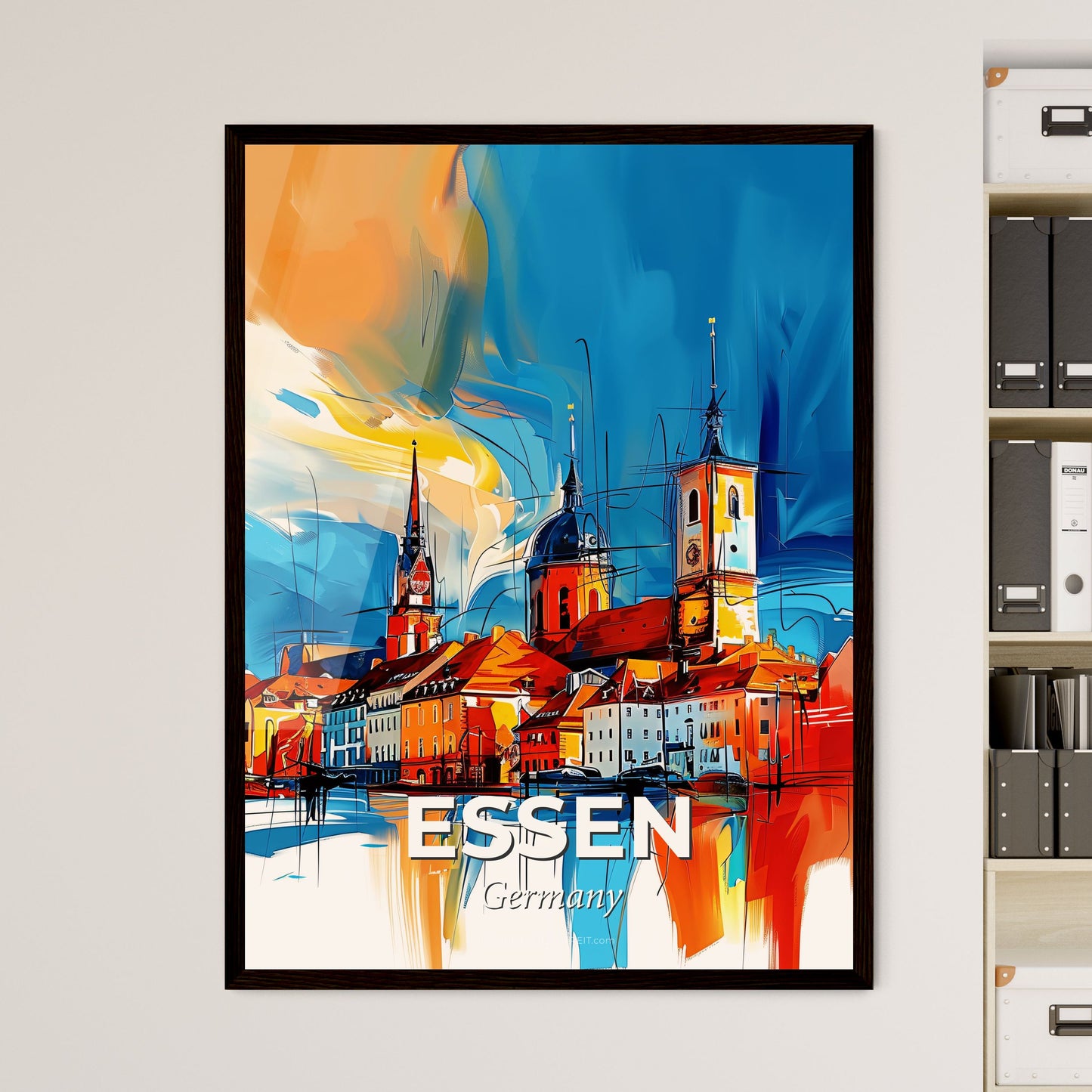 Vibrant Essen, Germany - A Painting Of A City