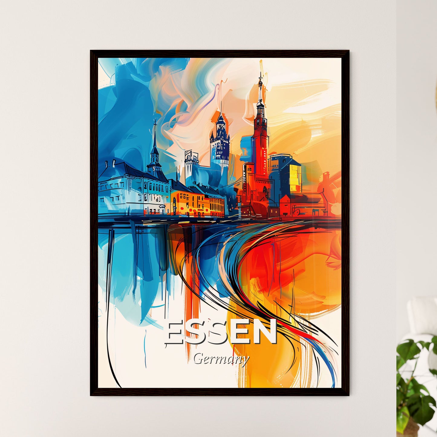 Vibrant Essen, Germany - A Colorful Painting Of A City