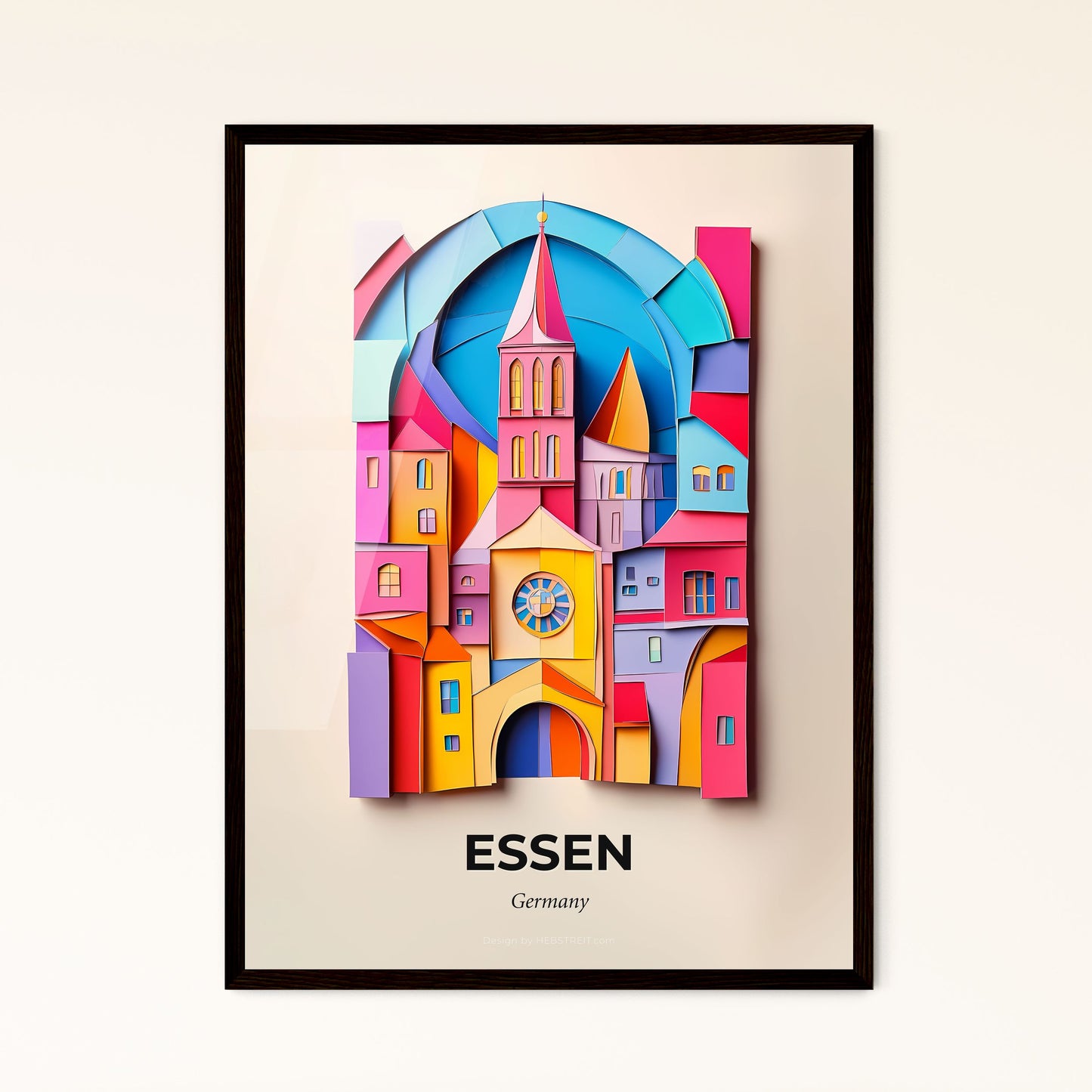 Vivid Essen, Germany - a colorful city with a clock on the top of it