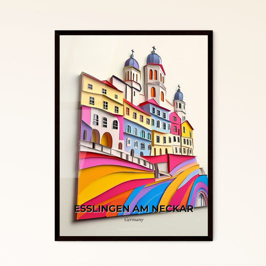 Vivid Esslingen am Neckar, Germany - a colorful city with a rainbow swirl painted on the wall