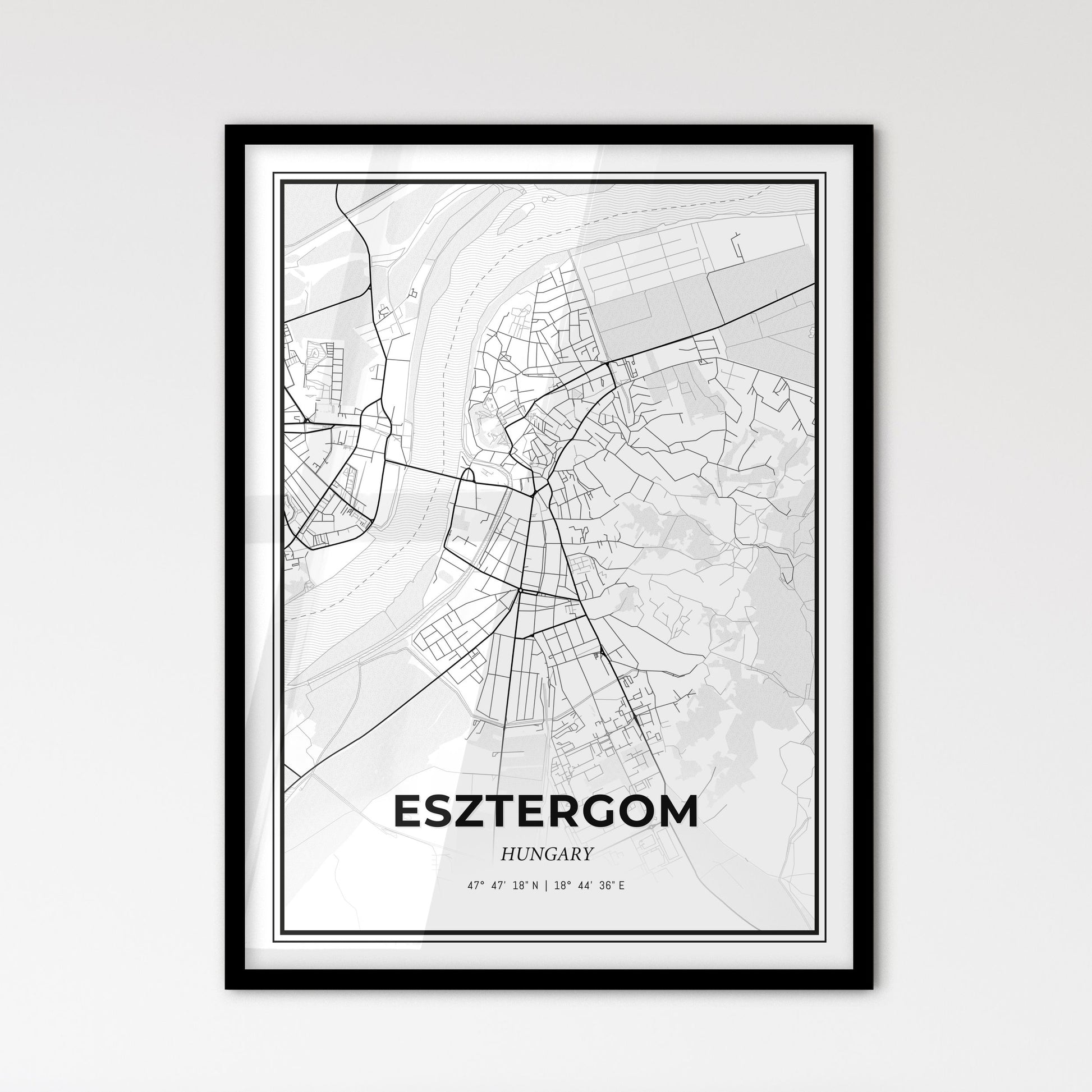 Esztergom Hungary - Scandinavian Style City Map for Modern Home Decor