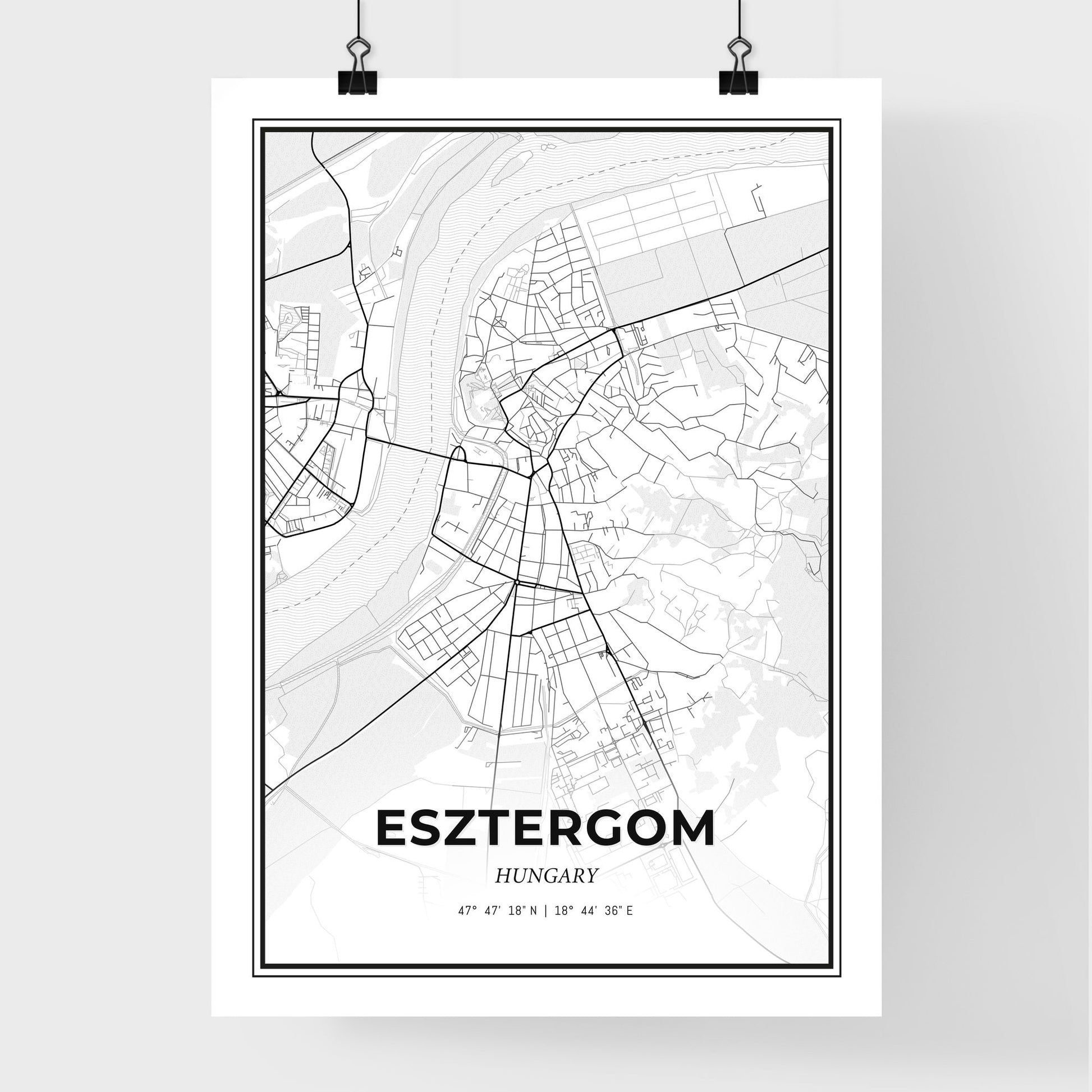 Esztergom Hungary - Premium City Map Poster