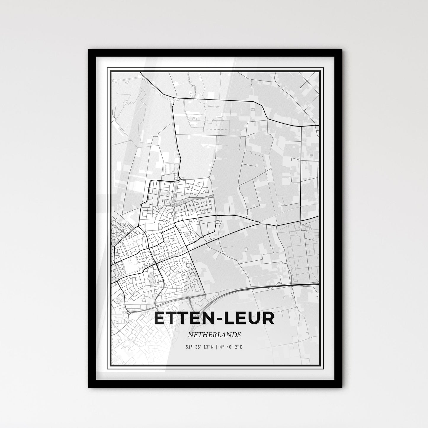  Etten-Leur Netherlands - Scandinavian Style City Map for Modern Home Decor