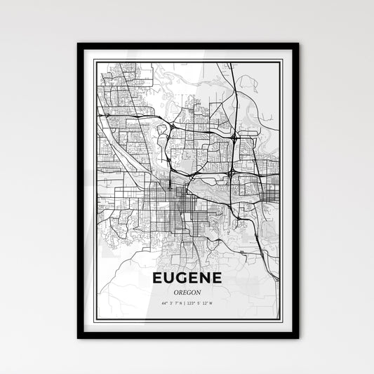 Eugene Oregon - Scandinavian Style City Map for Modern Home Decor